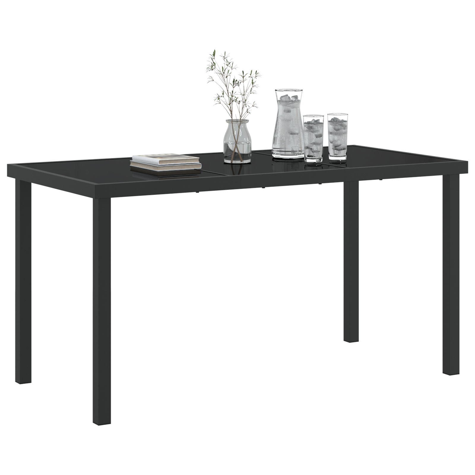 vidaXL Tuintafel 140x80x73 cm gehard glas zwart