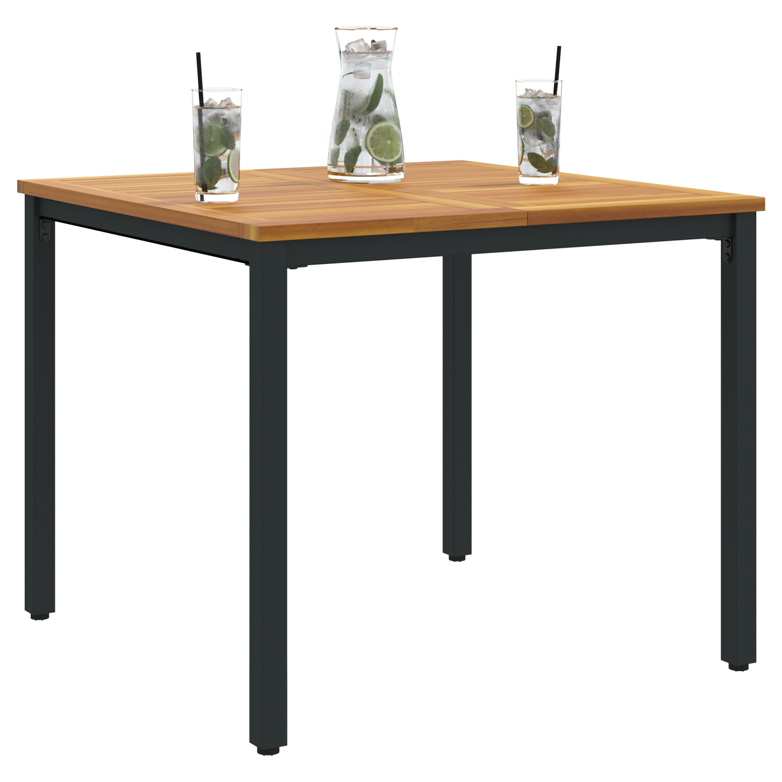 vidaXL Tuin Tafel 90x90x75 cm van Massief Acaciahout en Metaal