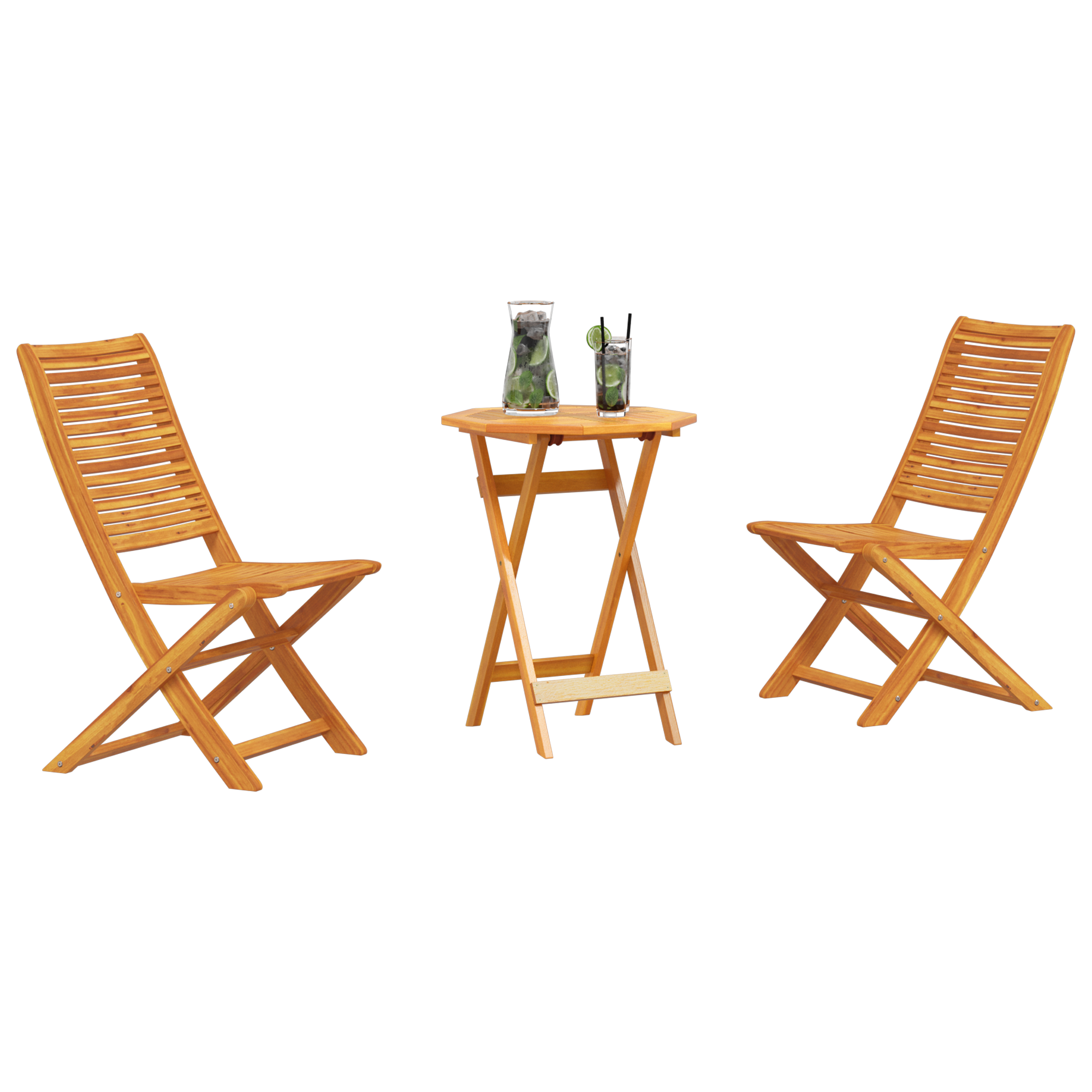 vidaXL 3-delige Vouw Bistro Set van Massief Acaciahout