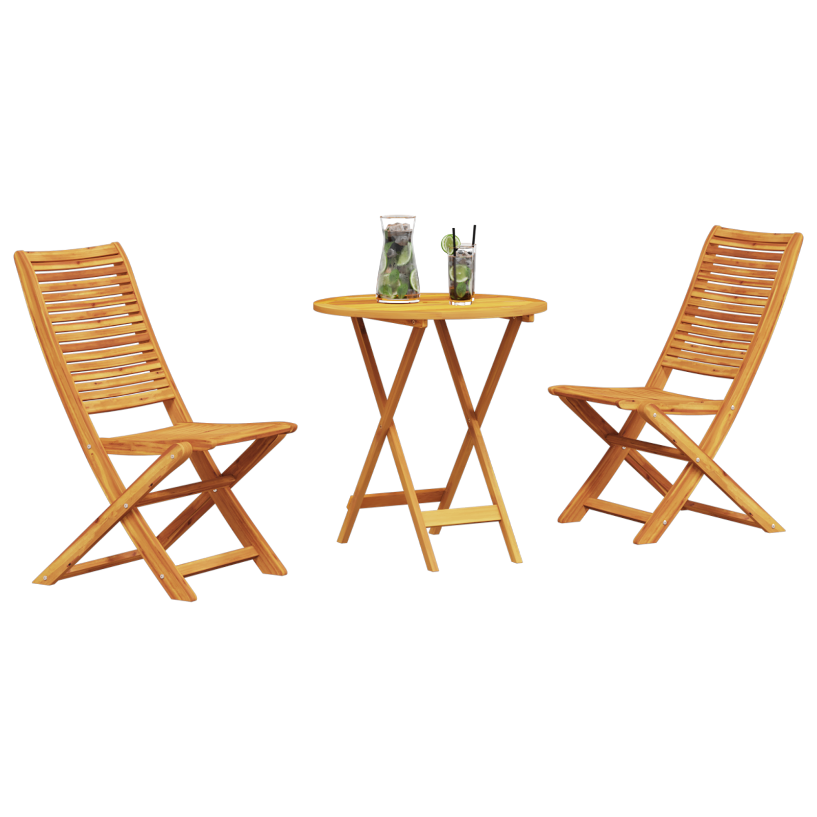 vidaXL 3-delige Opvouwbare Bistro Set van Massief Acaciahout