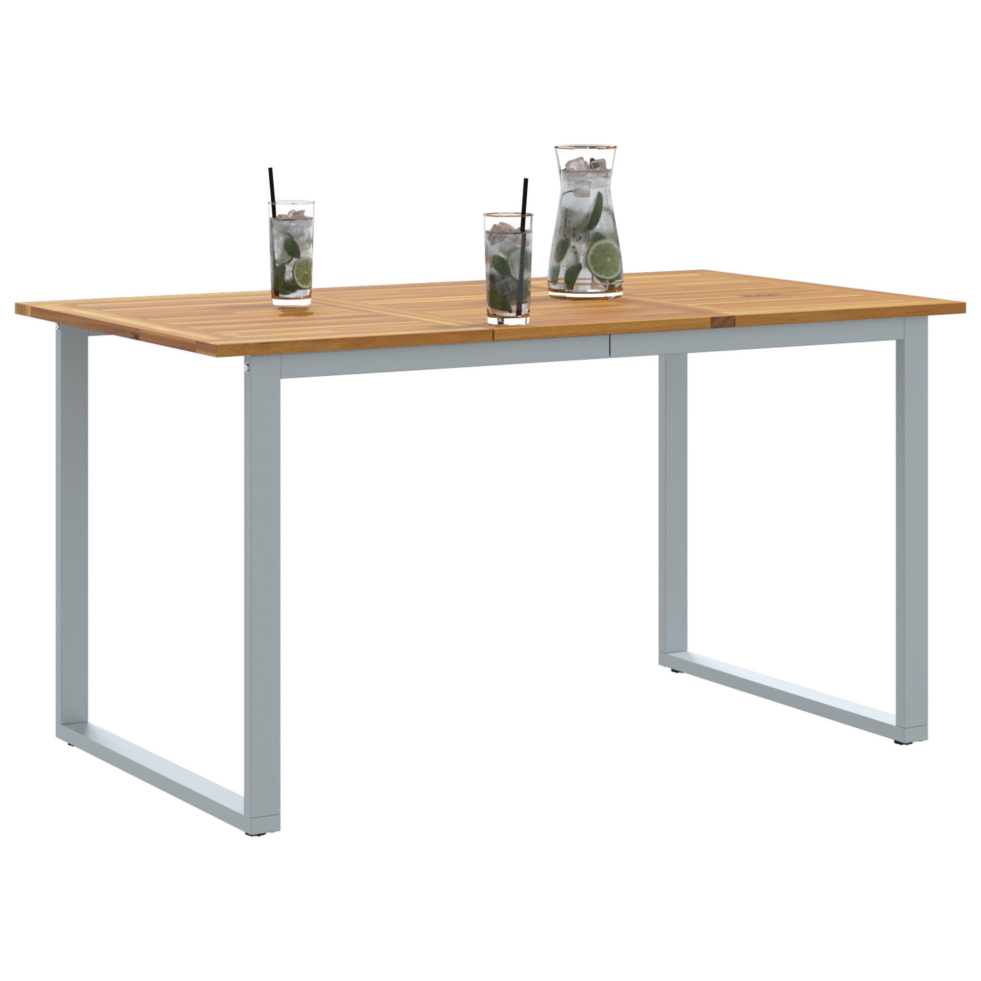 vidaXL Tuintafel 140x80x75 cm staal en massief acaciahout grijs