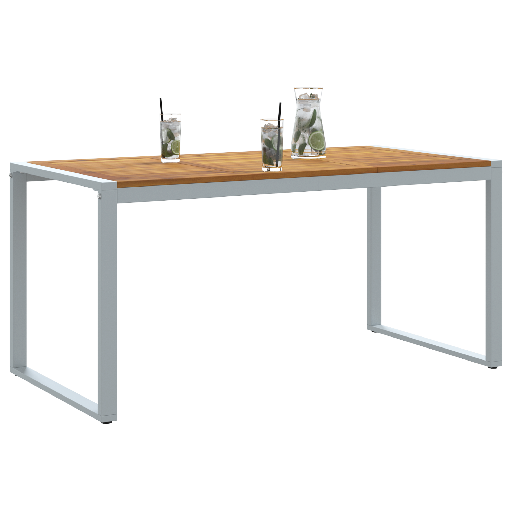 vidaXL Tuintafel 160x80x75 cm staal en massief acaciahout grijs