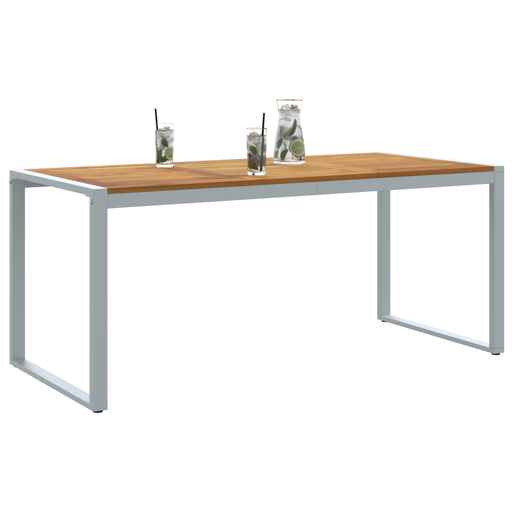 vidaXL Tuintafel 180x90x75 cm staal en massief acaciahout grijs