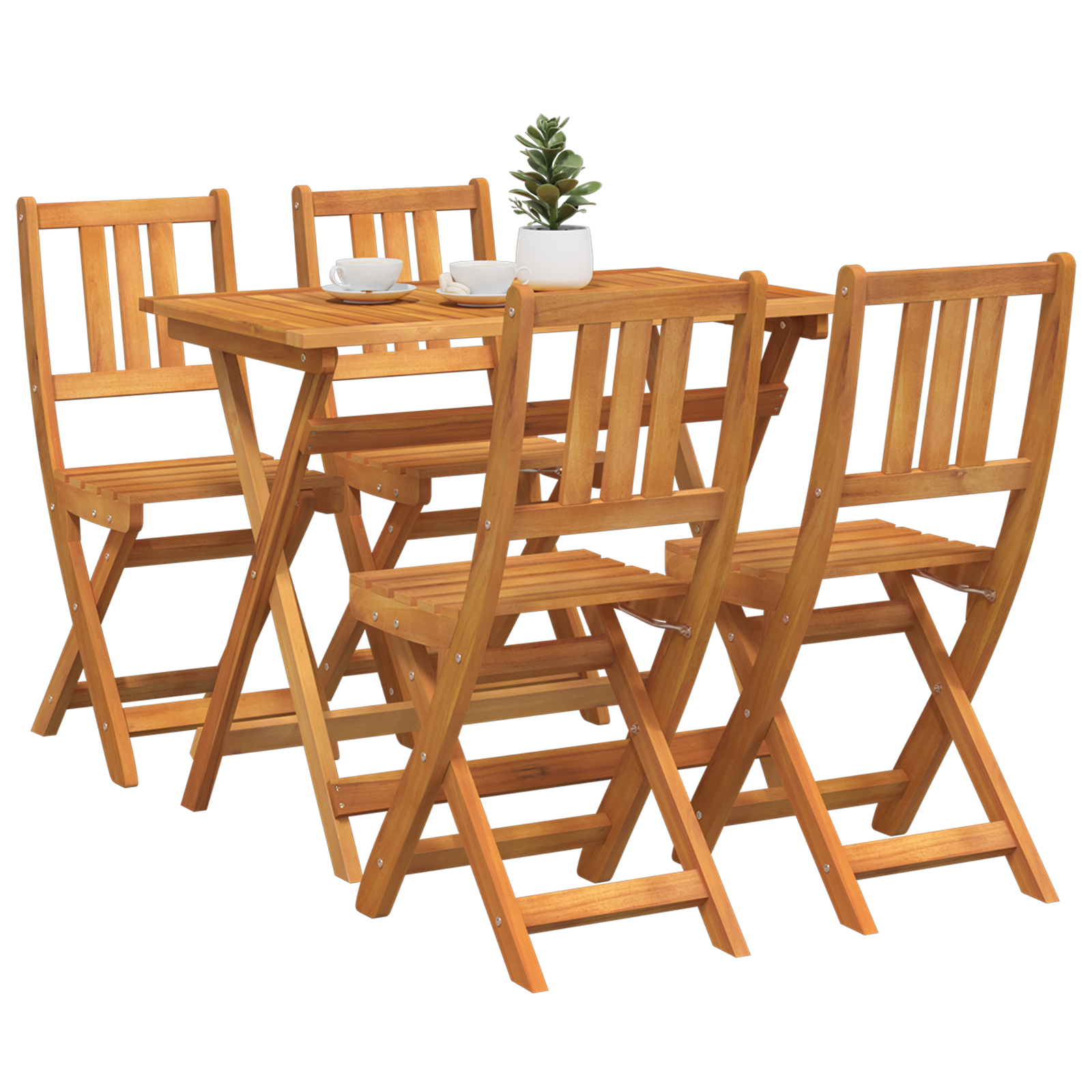 vidaXL 4-delige Opvouwbare Tuin Bistro Set van Massief Acacia Hout
