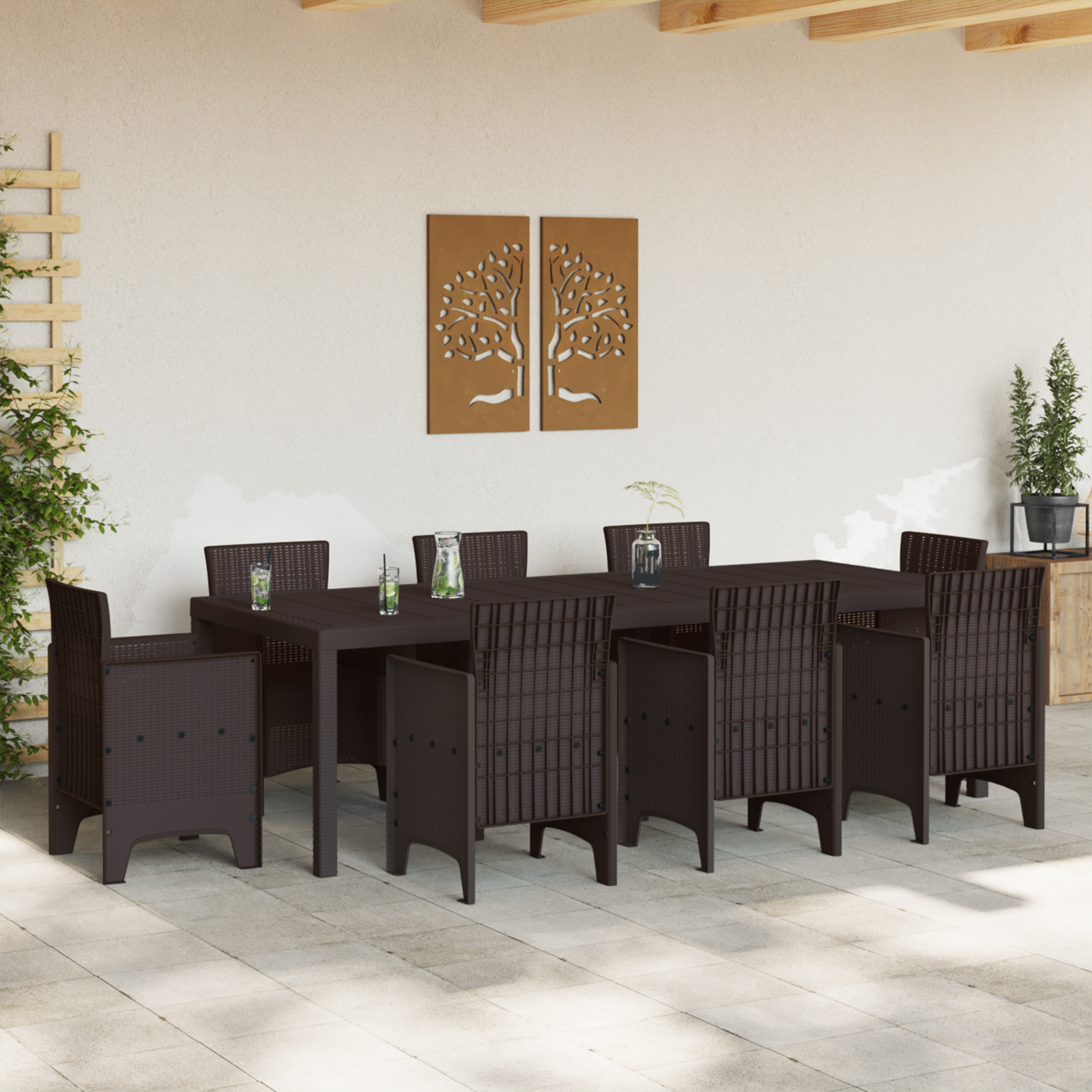 vidaXL Tuintafel 250x100x73 cm poly rattan bruin