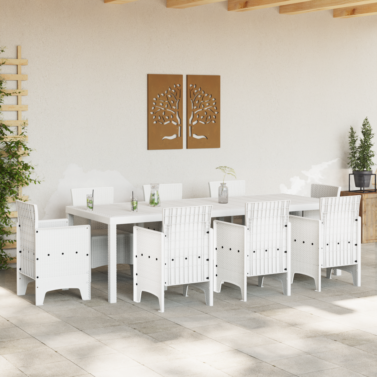 vidaXL Tuintafel 250x100x73 cm poly rattan wit