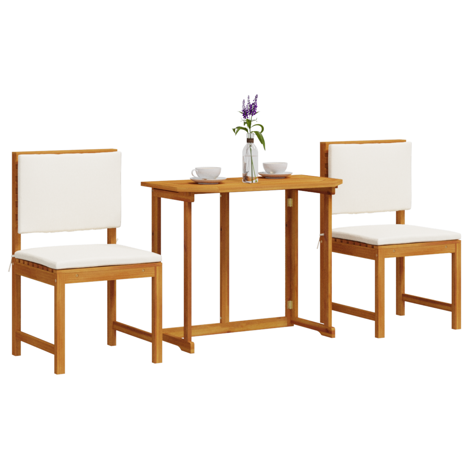 vidaXL 3-delige Bistroset voor in de Tuin met Kussens van Massief Acaciahout