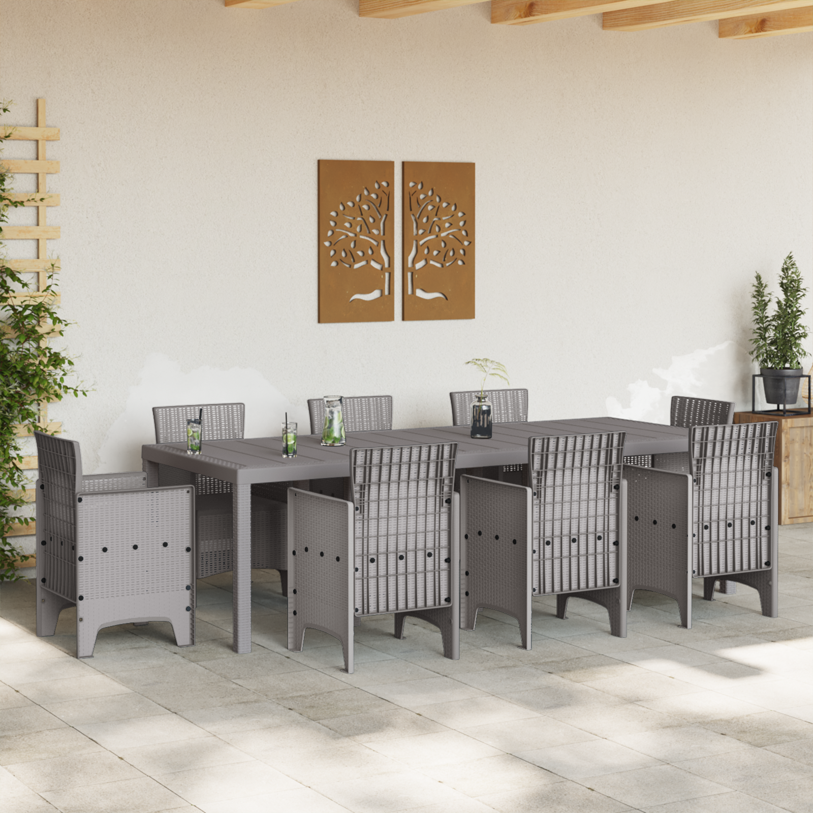 vidaXL Tuintafel 250x100x73 cm poly rattan lichtgrijs