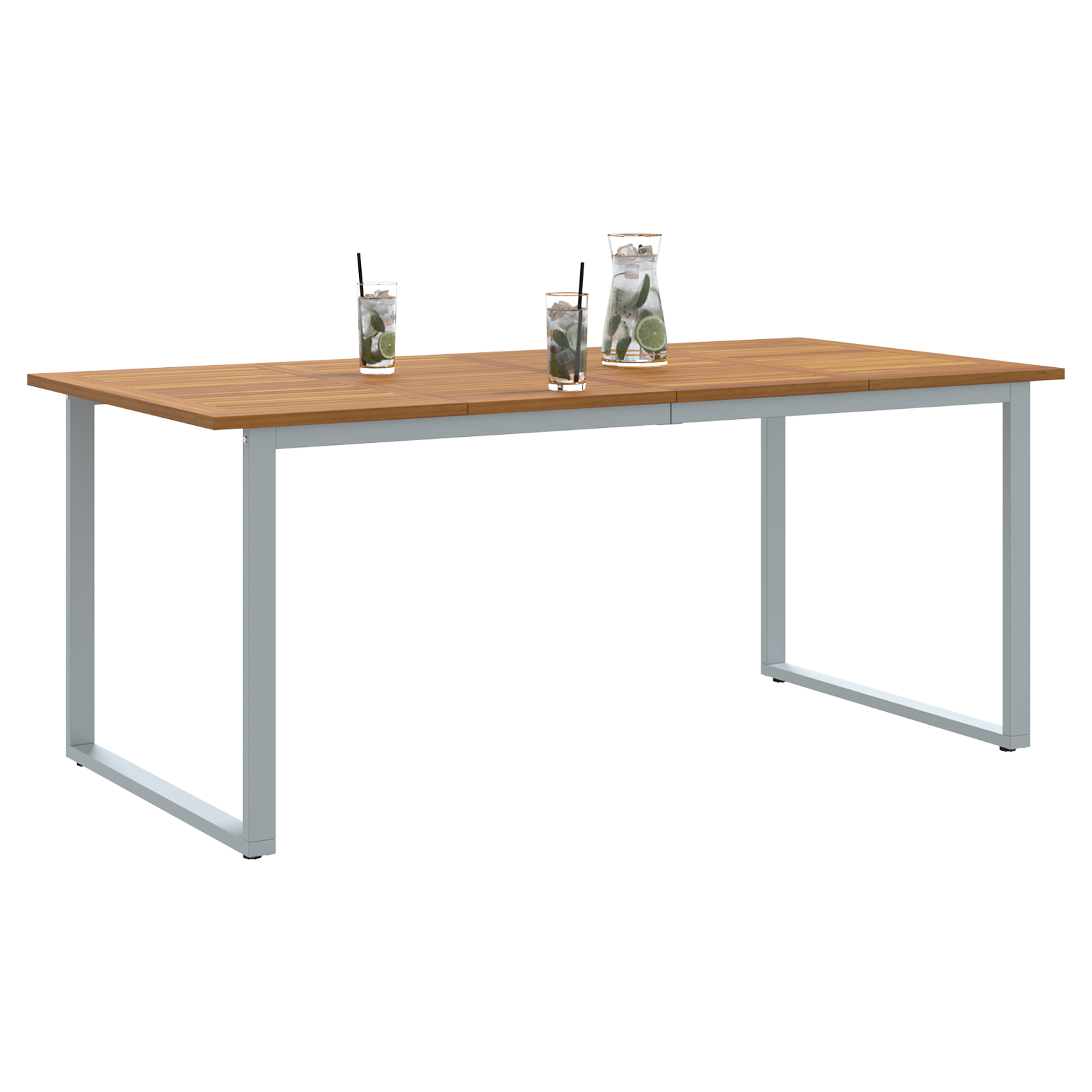 vidaXL Tuintafel 180x90x75 cm staal en massief acaciahout grijs