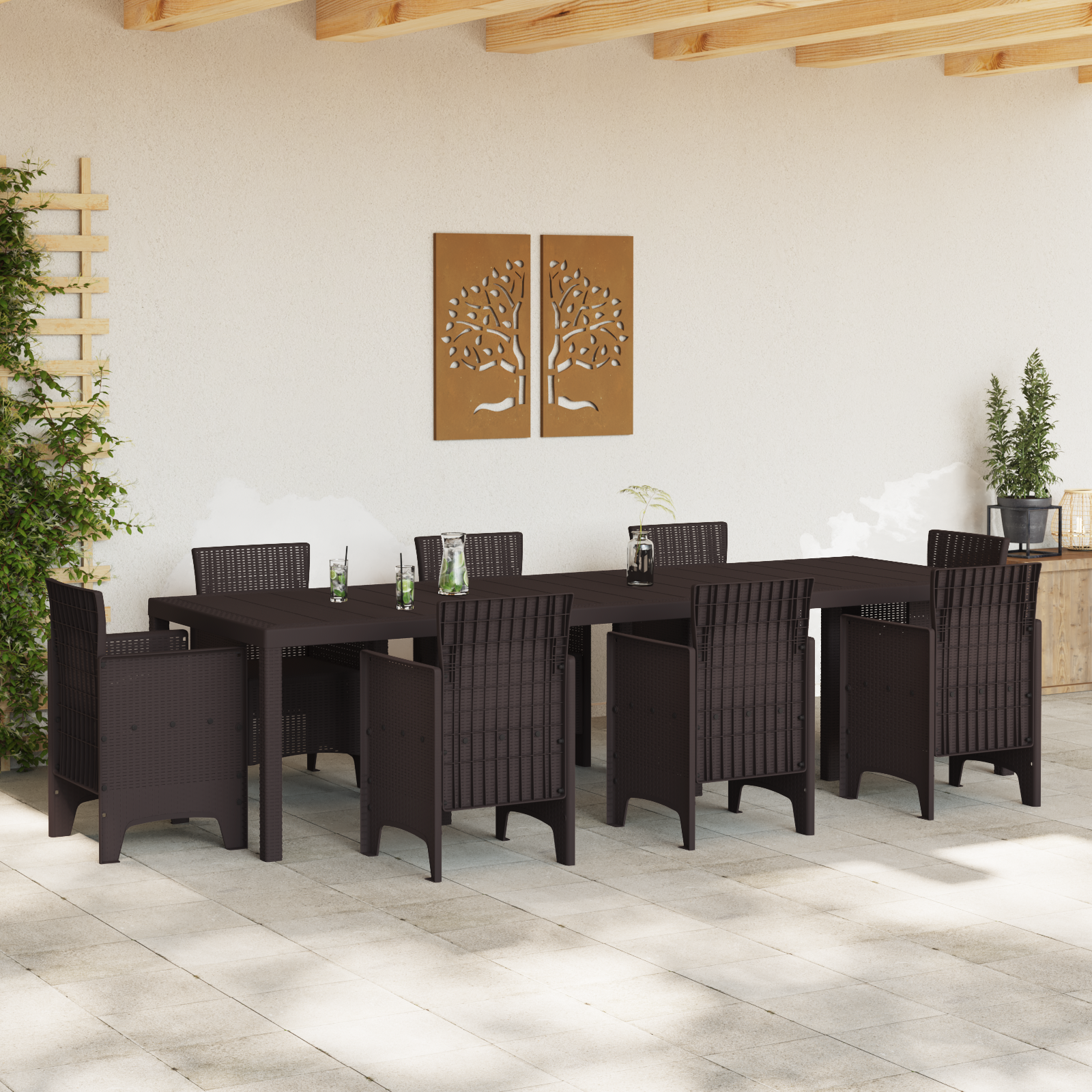 vidaXL Tuintafel 300x100x73 cm poly rattan bruin