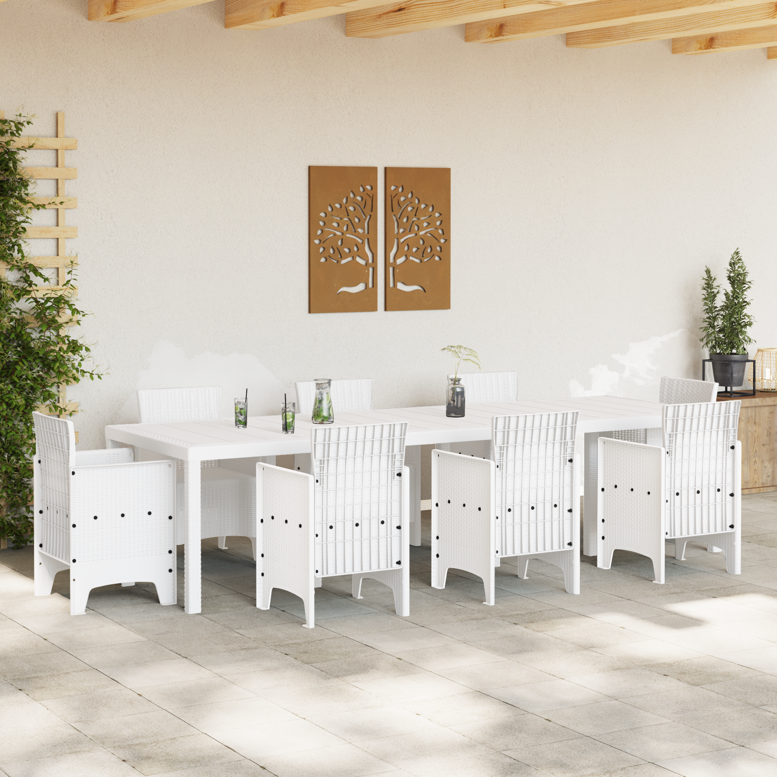 vidaXL Tuintafel 300x100x73 cm poly rattan wit