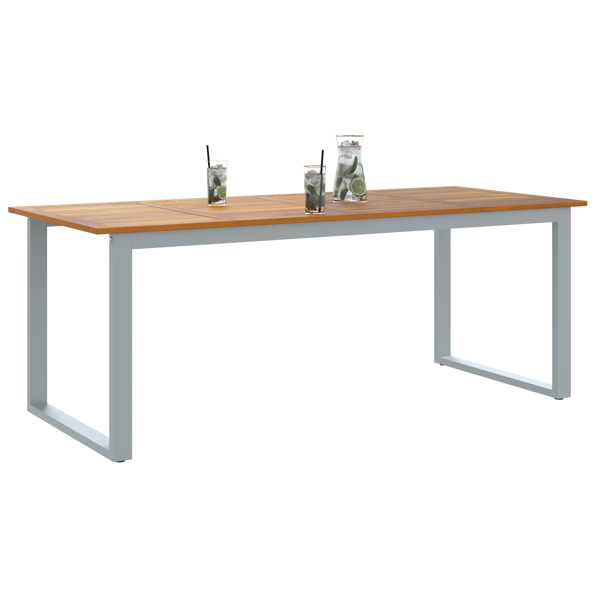 vidaXL Tuintafel 200x90x75 cm staal en massief acaciahout grijs