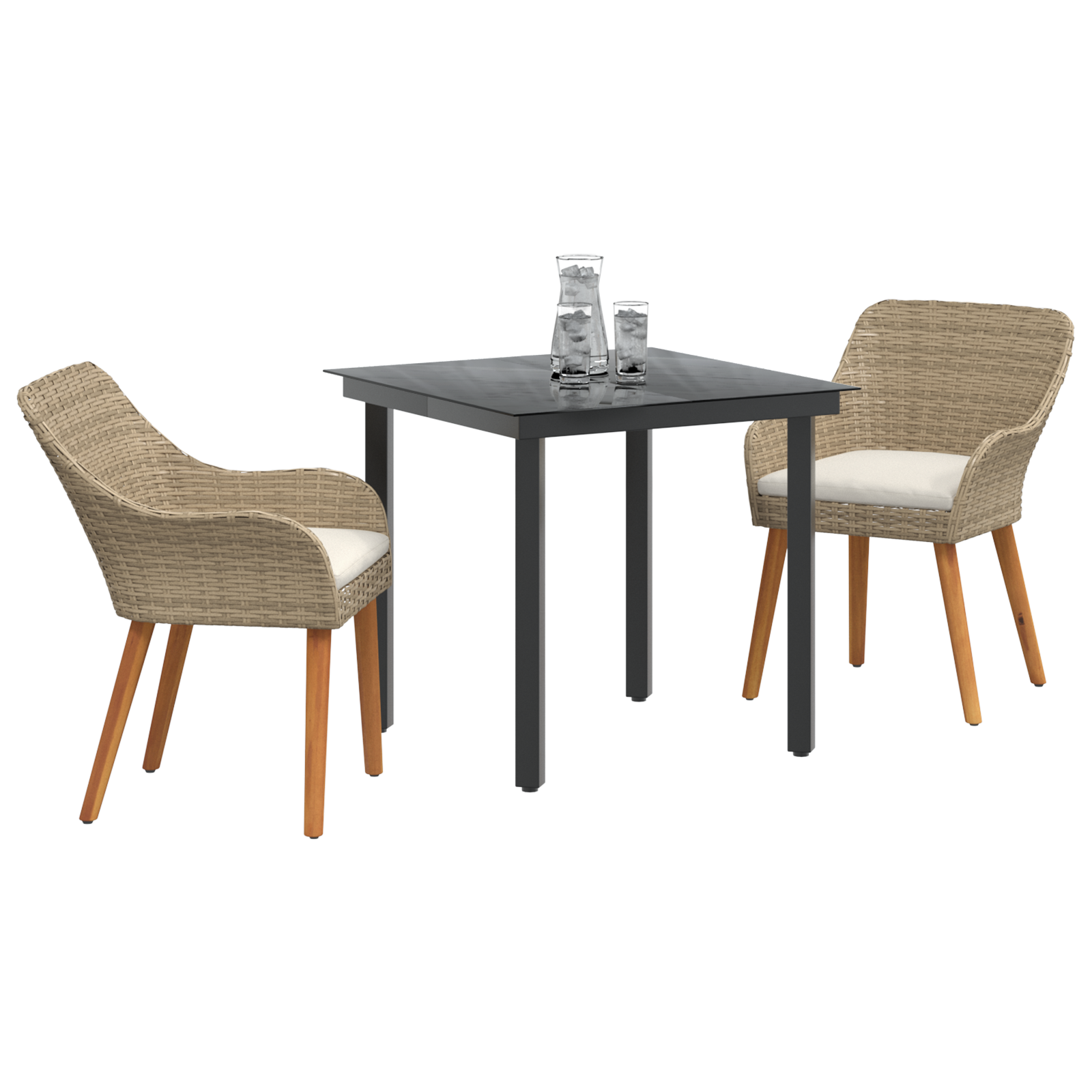 vidaXL 3-delige Tuinset Beige van Poly Rattan