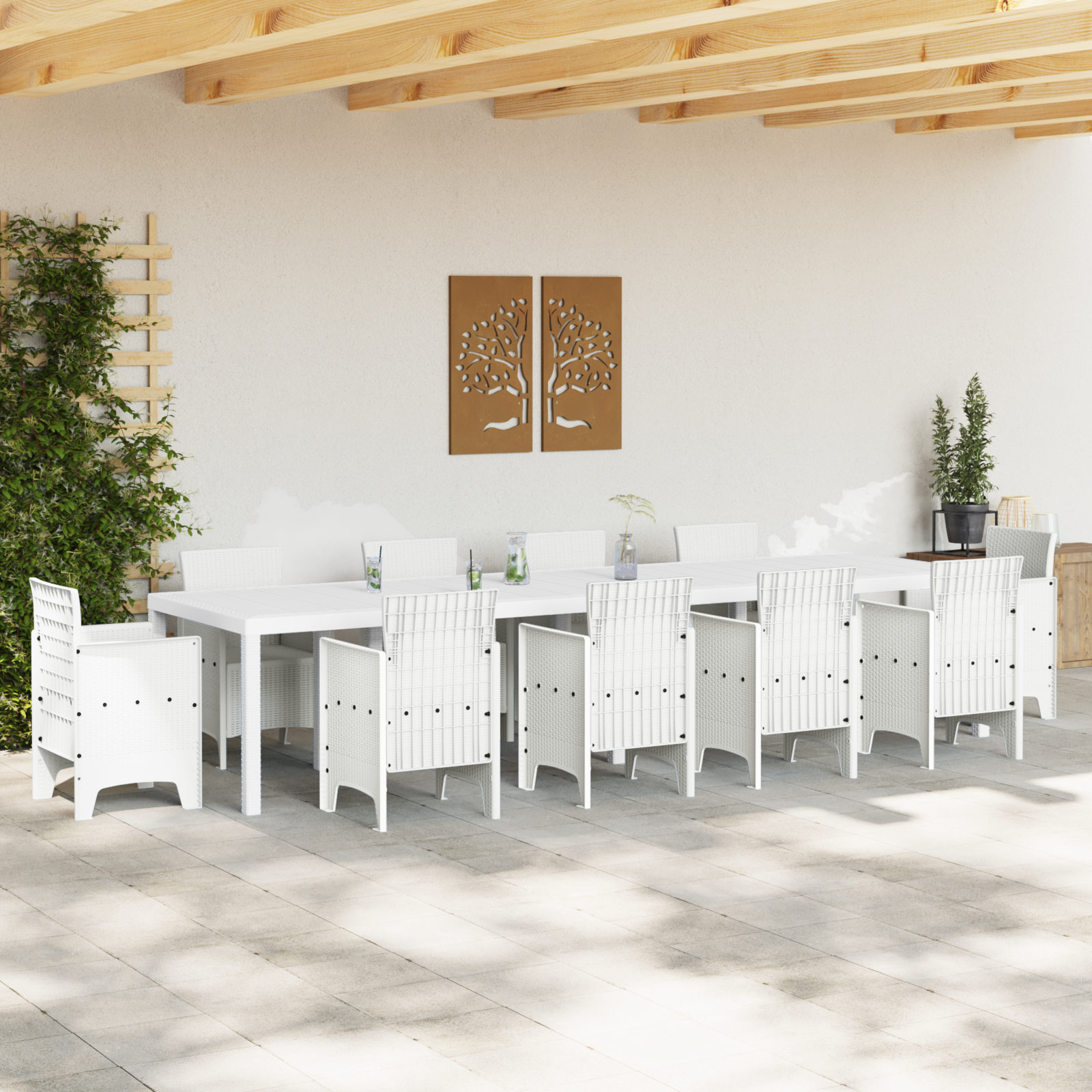 vidaXL Tuintafel 350x100x73 cm poly rattan wit