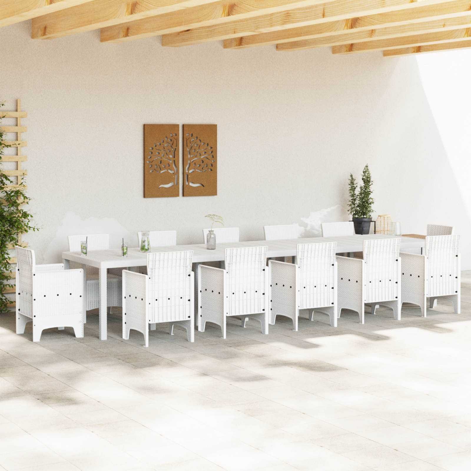 vidaXL Tuintafel 400x100x73 cm poly rattan wit