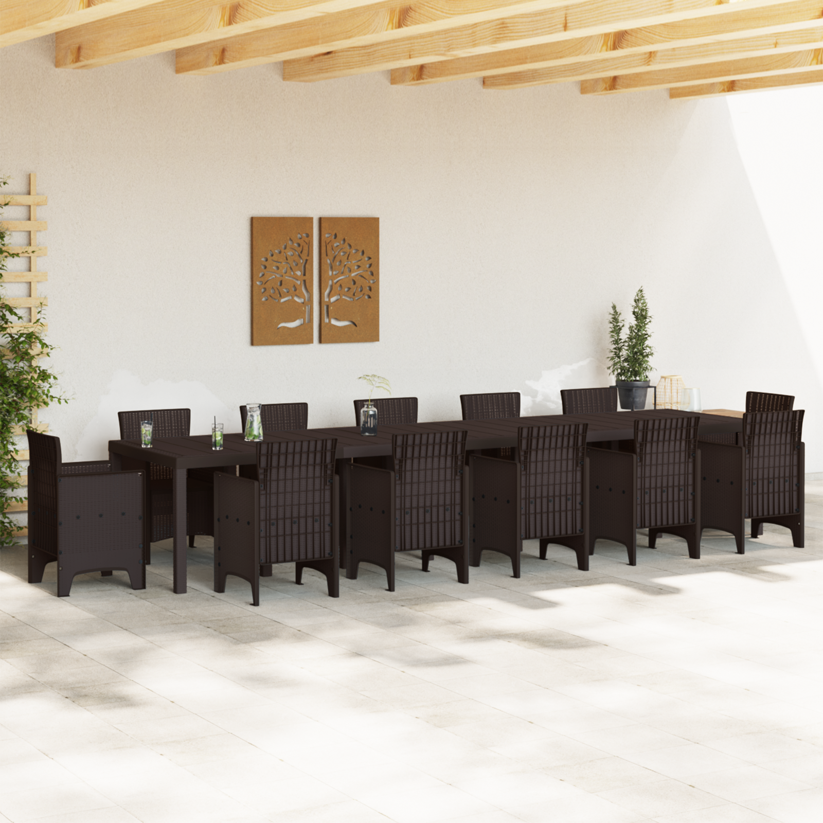 vidaXL Tuintafel 400x100x73 cm poly rattan bruin