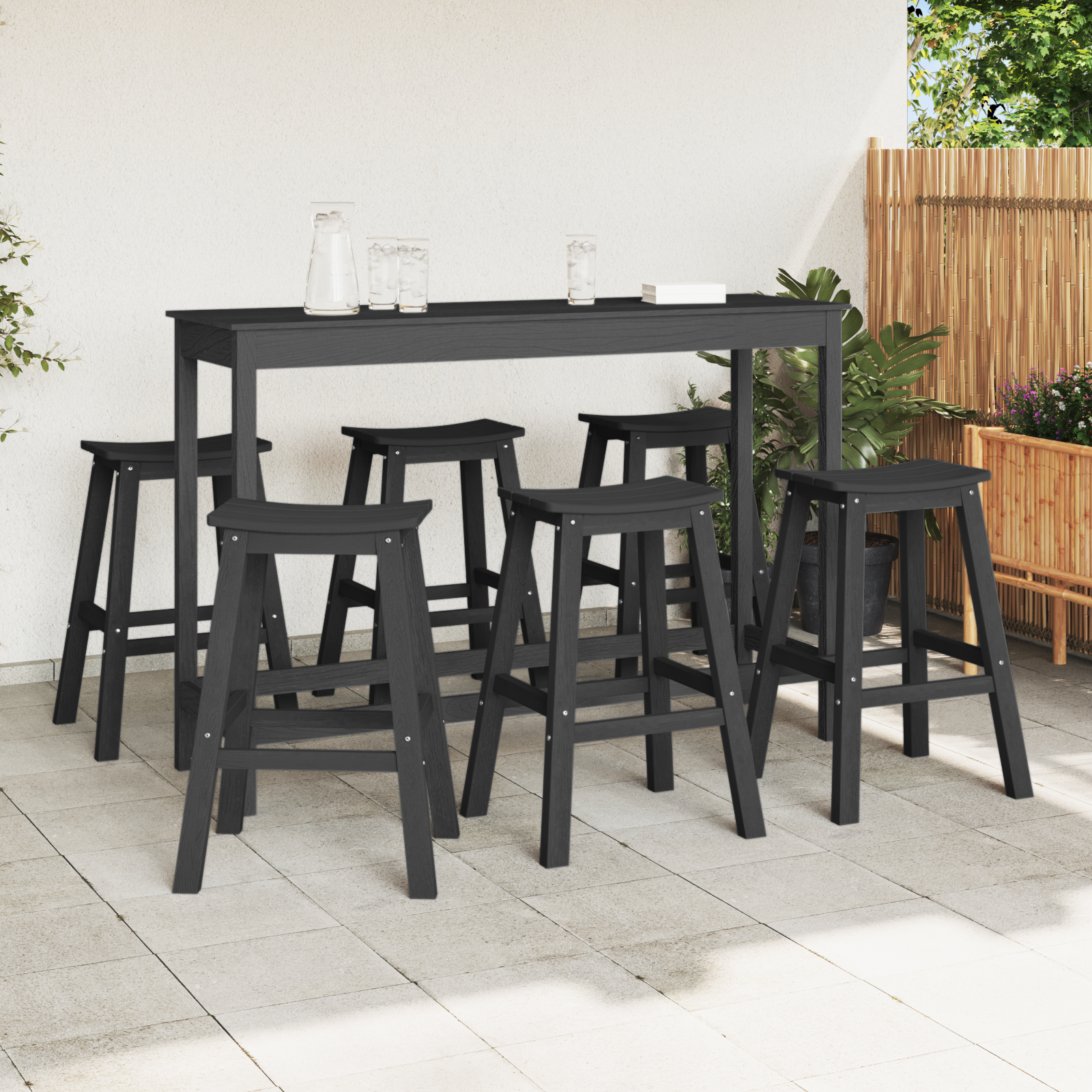 vidaXL Barkrukken 9 st HDPE zwart
