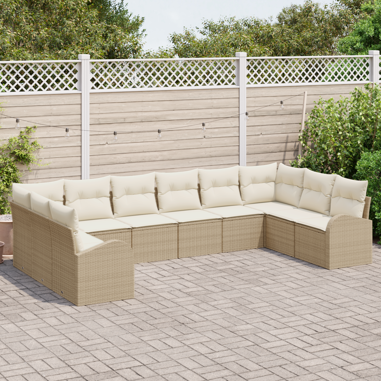 vidaXL 10-Delige Tuin Sofa Set met Kussens - Beige Poly Rattan
