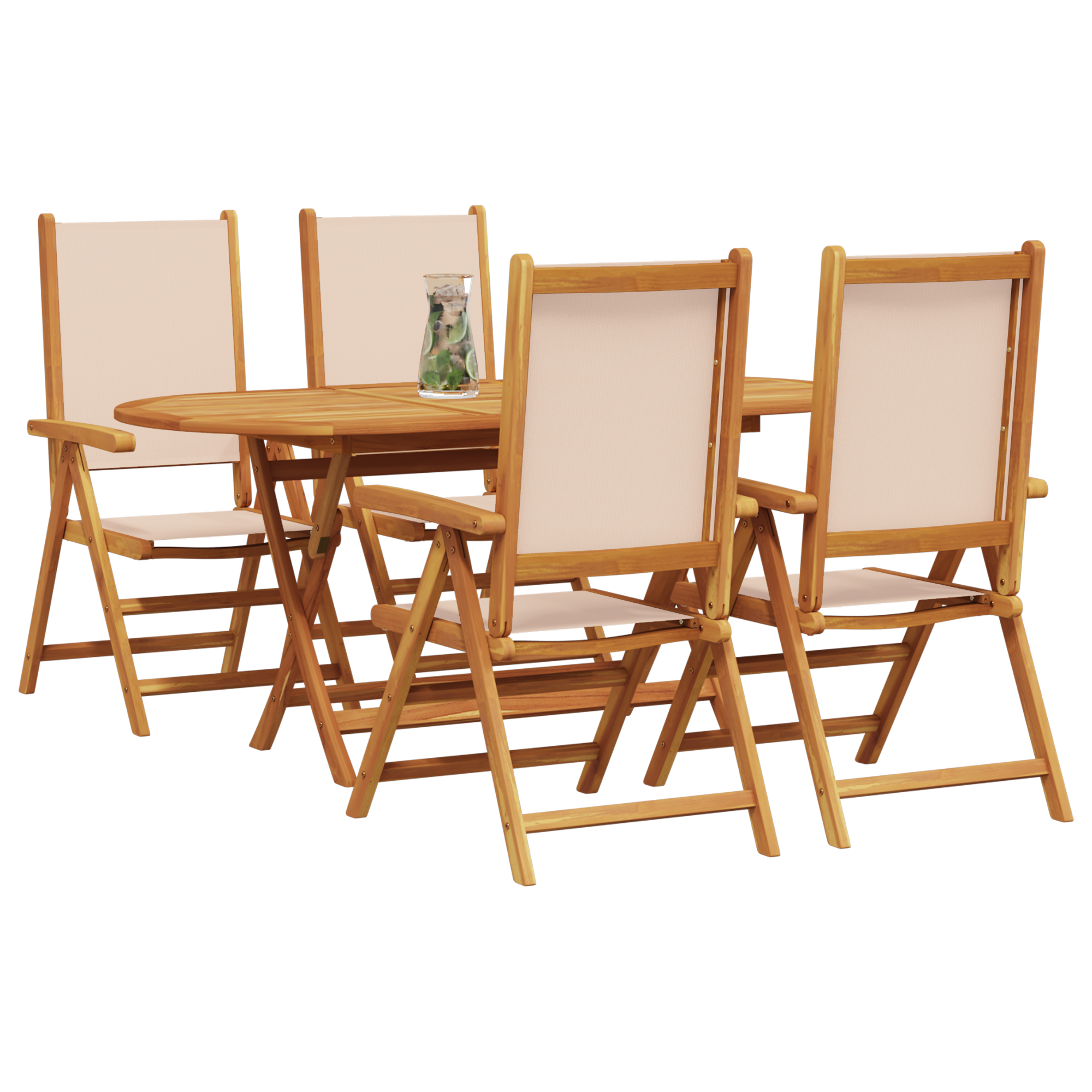 vidaXL 5-delige tuinset Beige Massief Acaciahout
