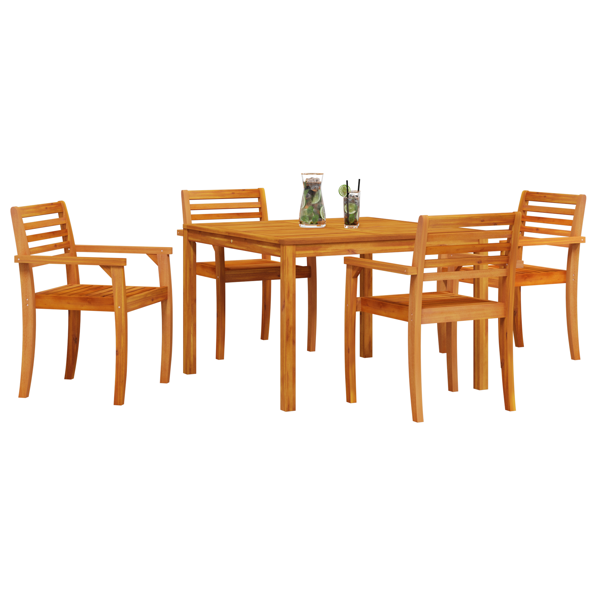 vidaXL 5-delige tuinset met eettafel van massief acaciahout
