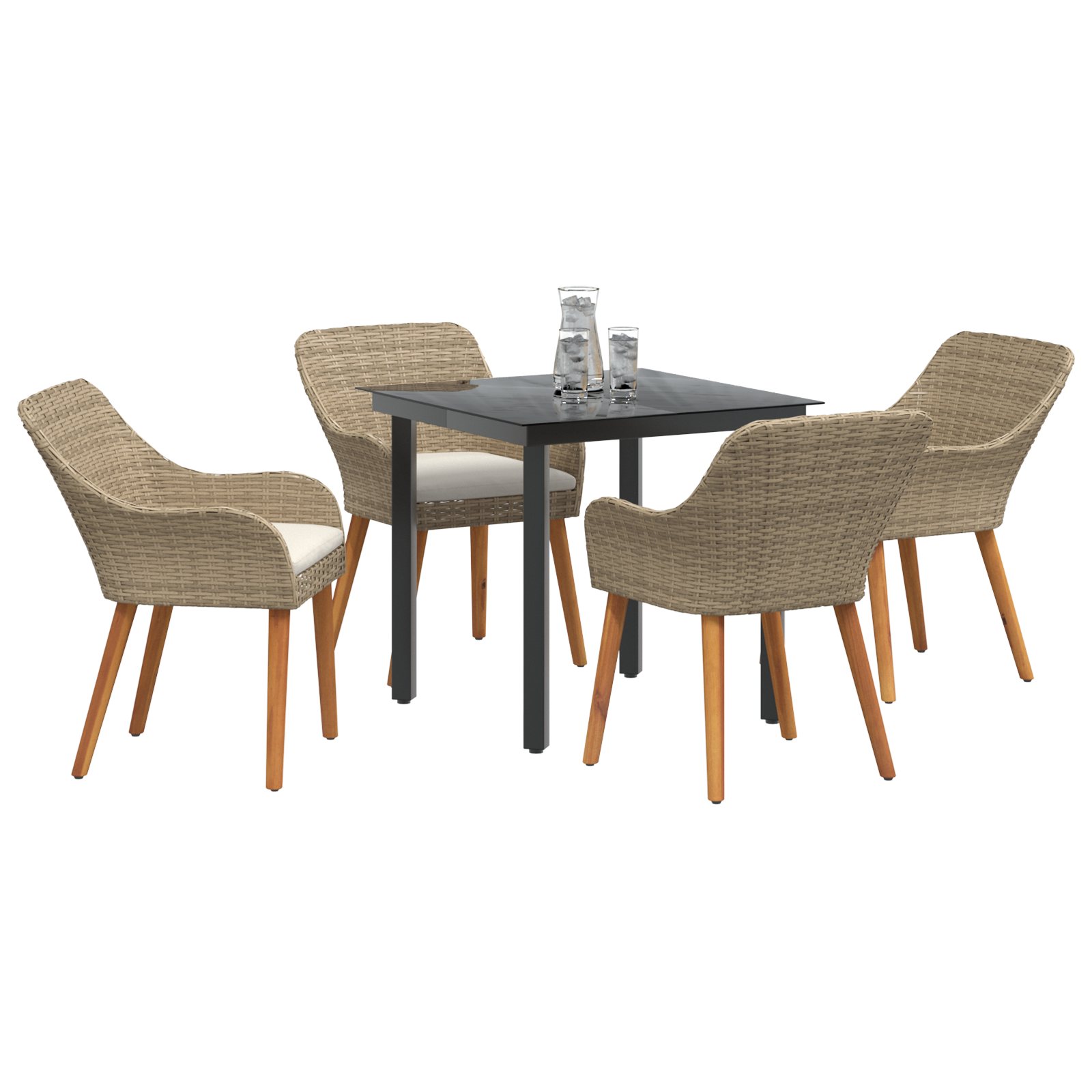 vidaXL 5-delige tuin eetset beige poly rattan