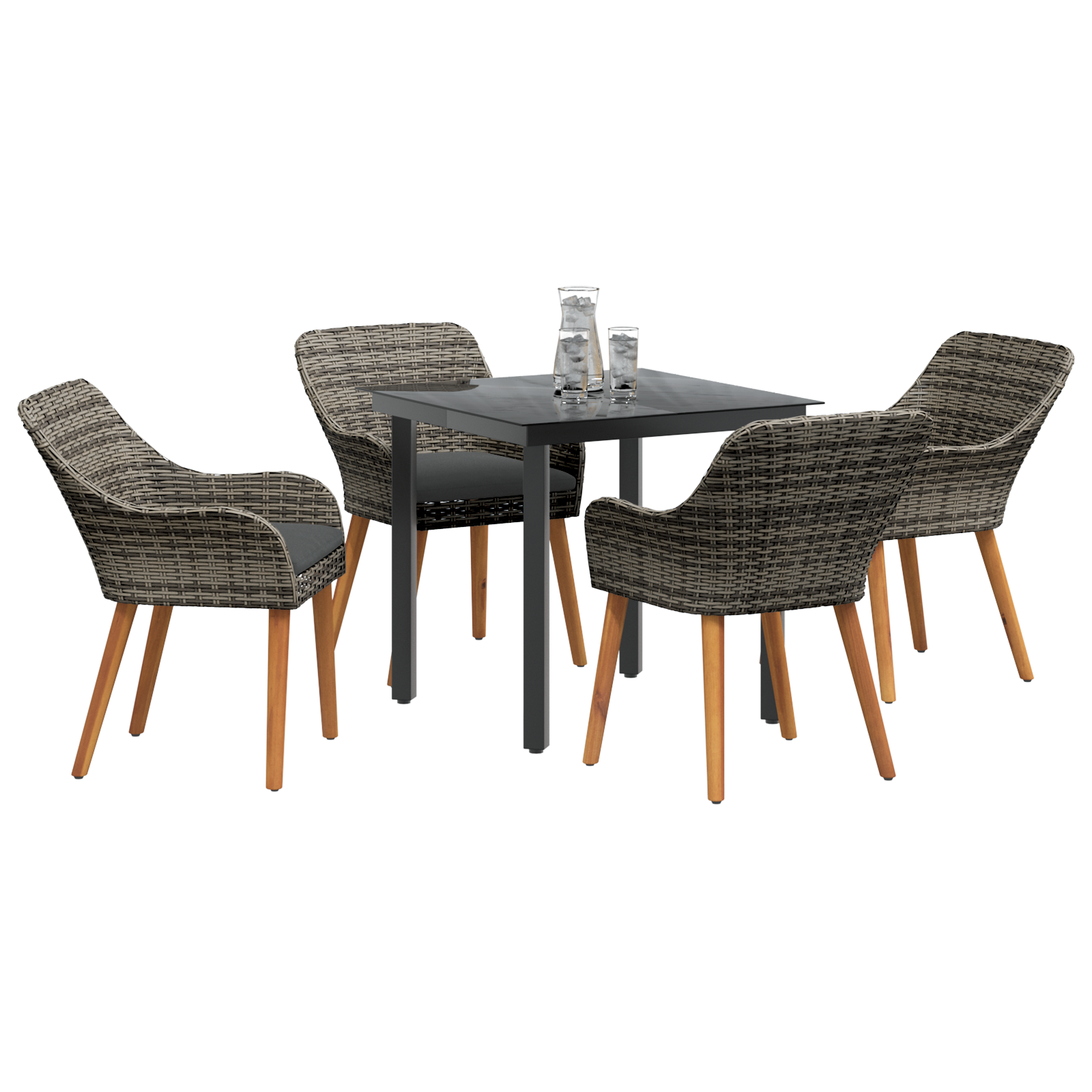 vidaXL 5-delige tuin eetset grijs poly rattan