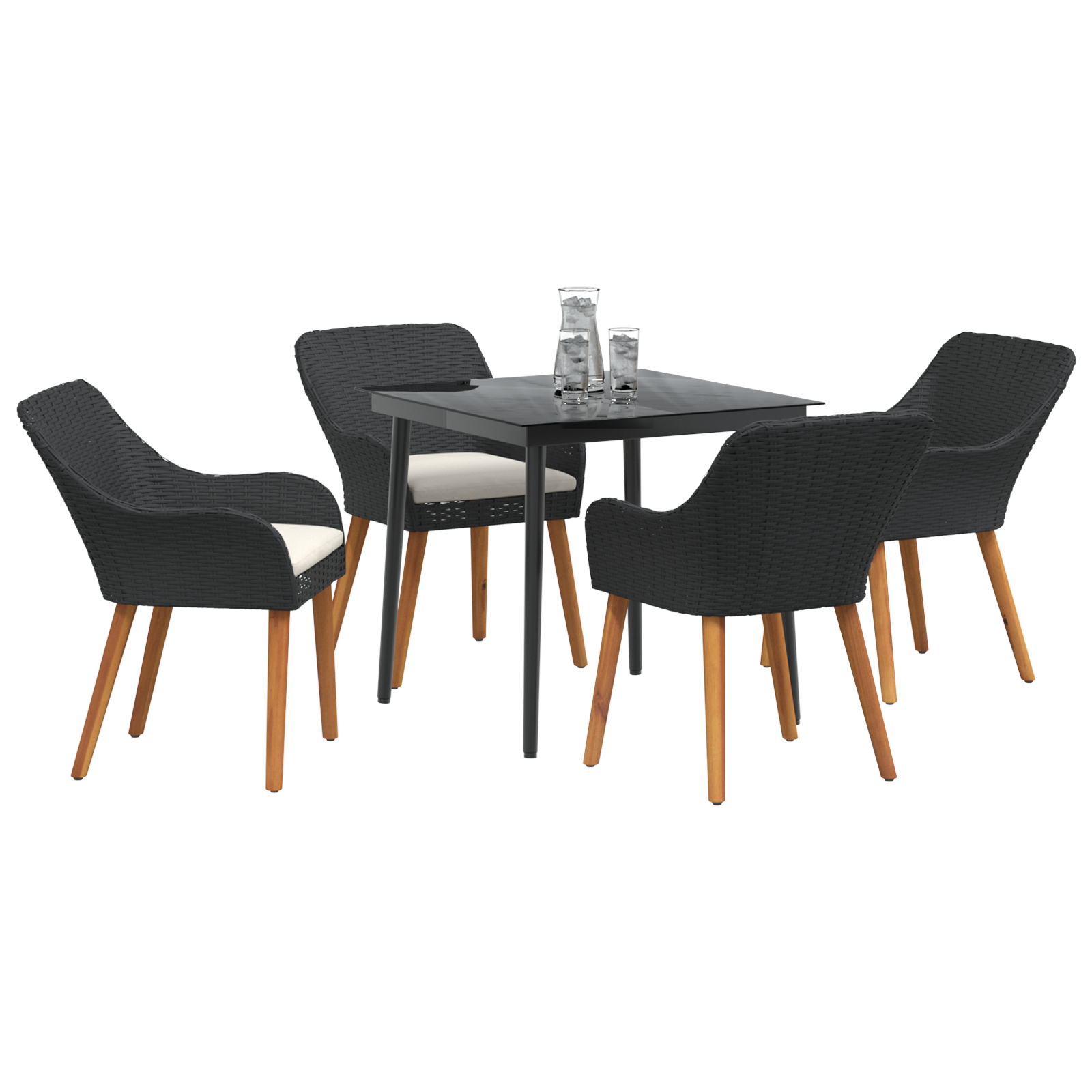 vidaXL 5-delige tuinset zwart poly rattan