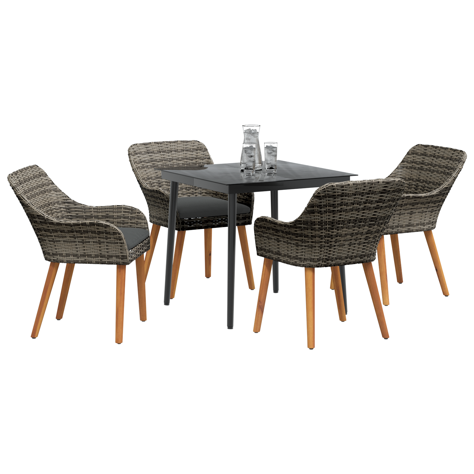 vidaXL 5-delige Tuinset Grijze Poly Rattanstof