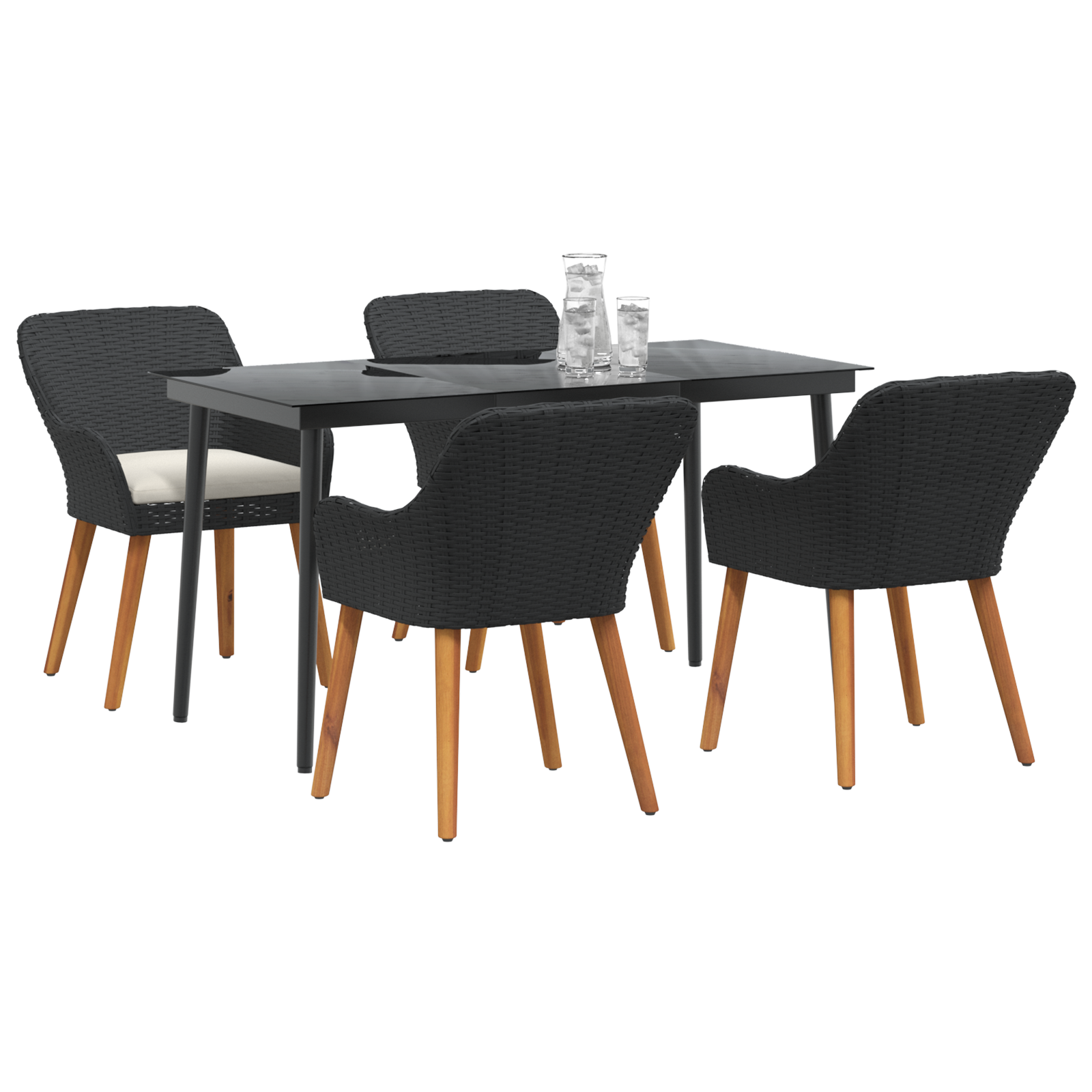 vidaXL 5-delige tuinset zwart poly rattan