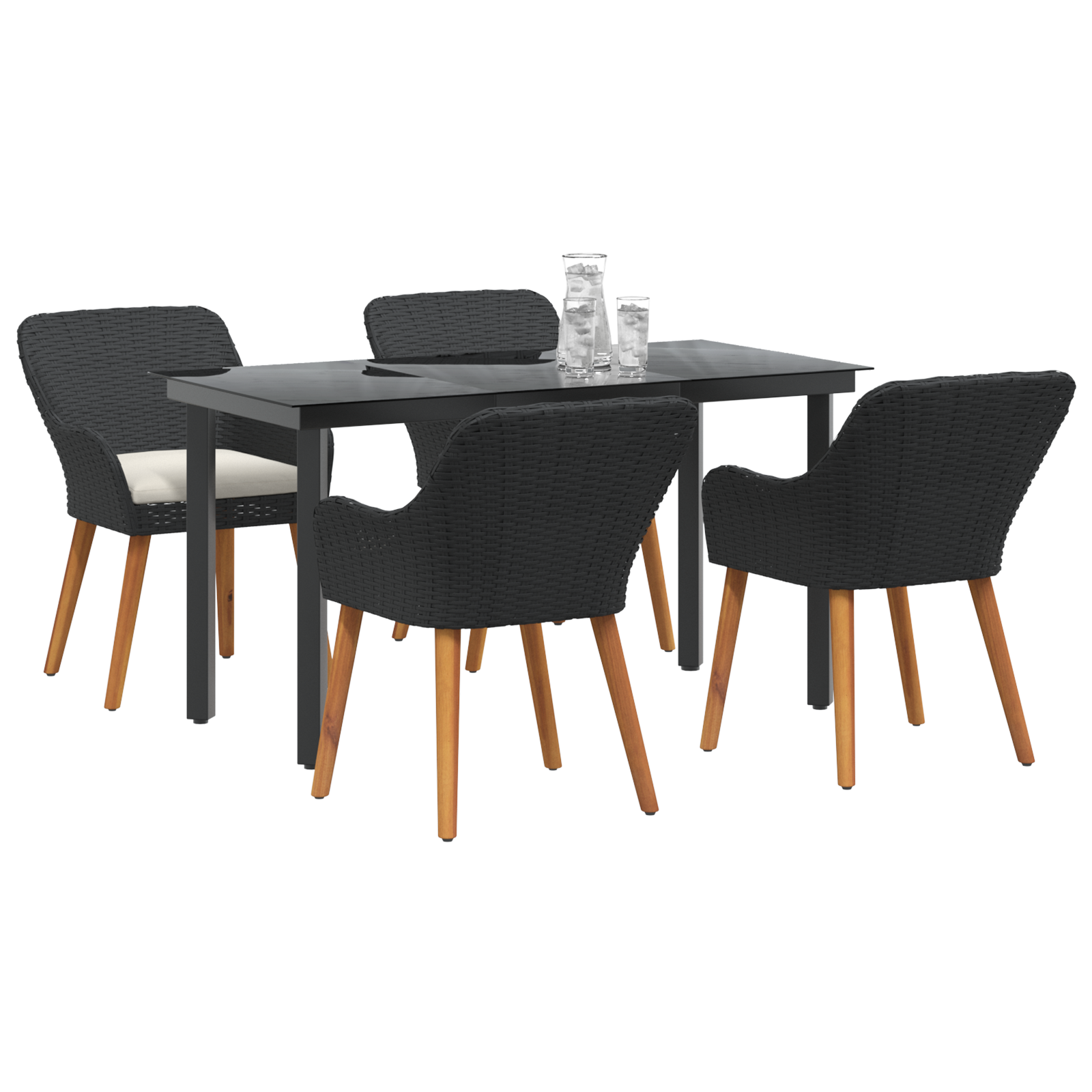 vidaXL 5-delige tuinset zwart poly rattan