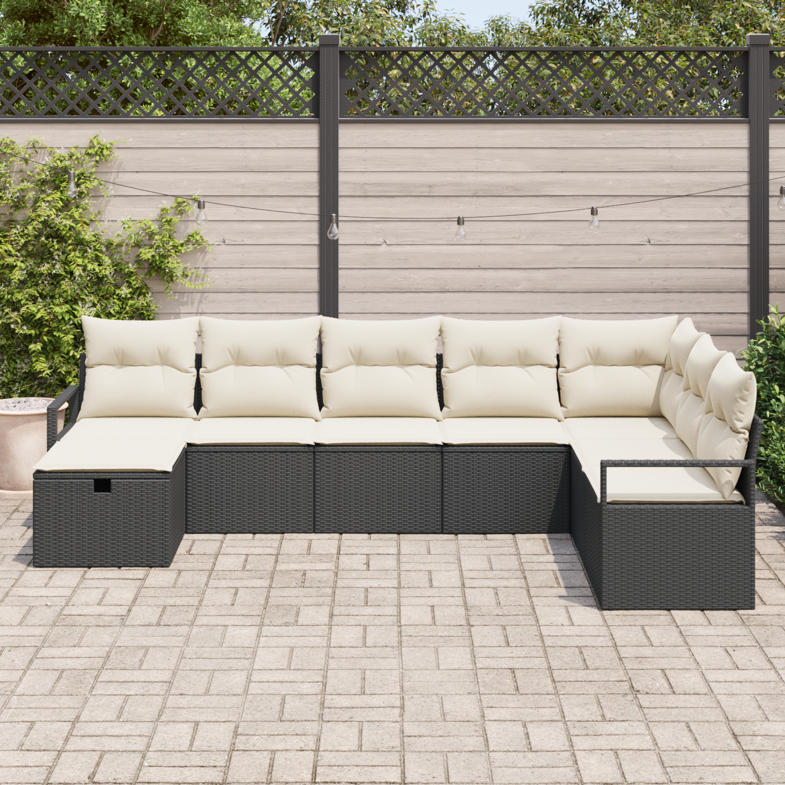 vidaXL 8-delige tuinsofa set met kussens in zwart poly rattan