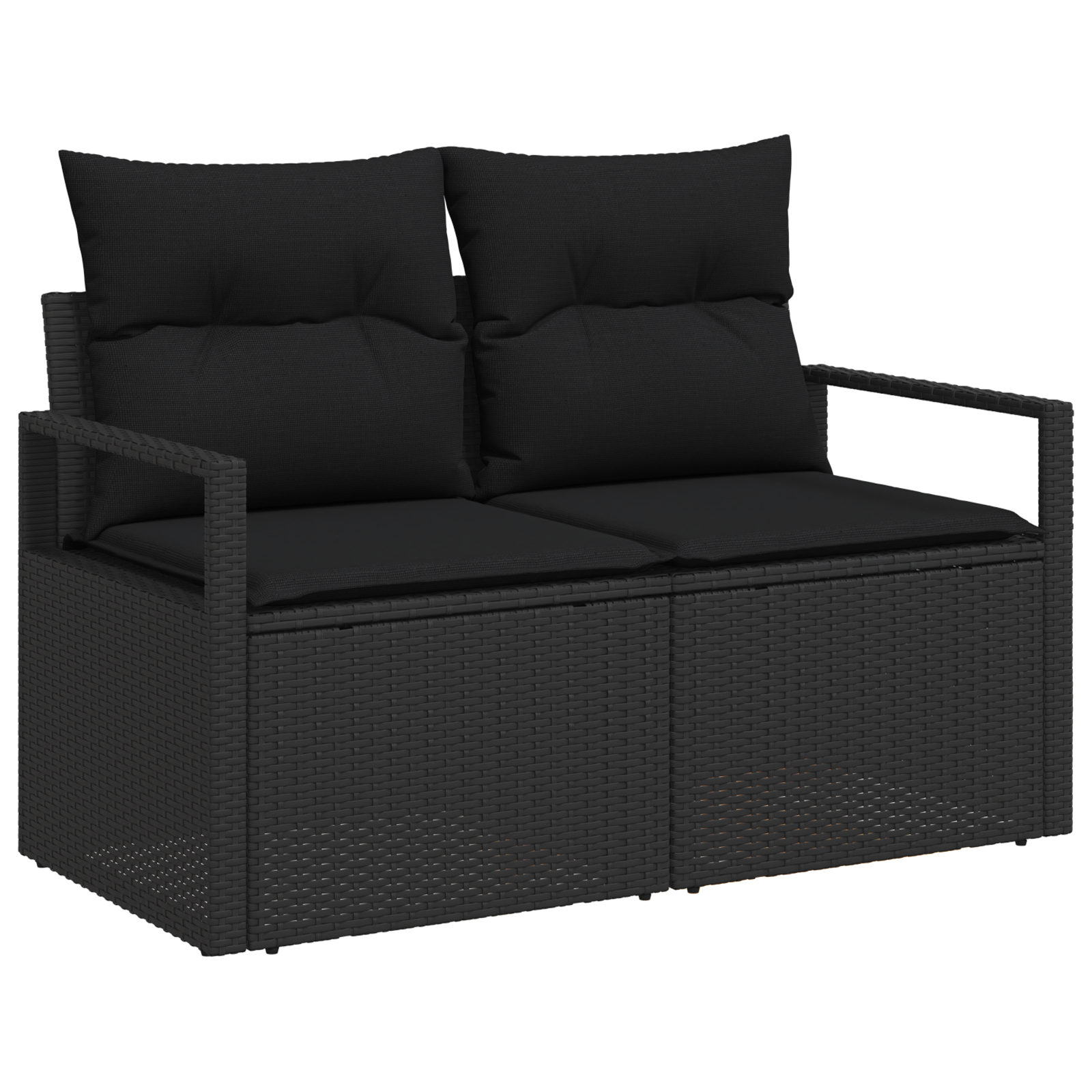 vidaXL 7-delige tuinbankset met kussens - zwart poly rattan