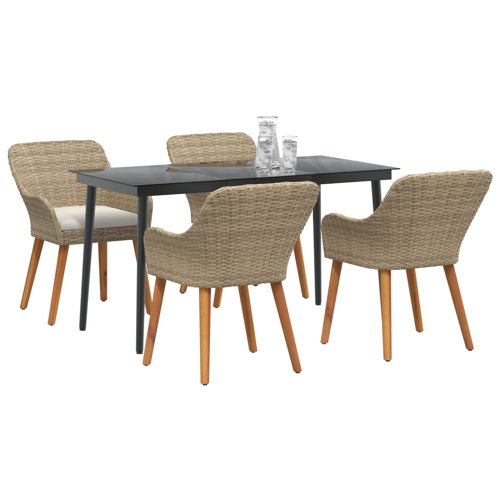 vidaXL 5-delige tuinset beige poly rattan