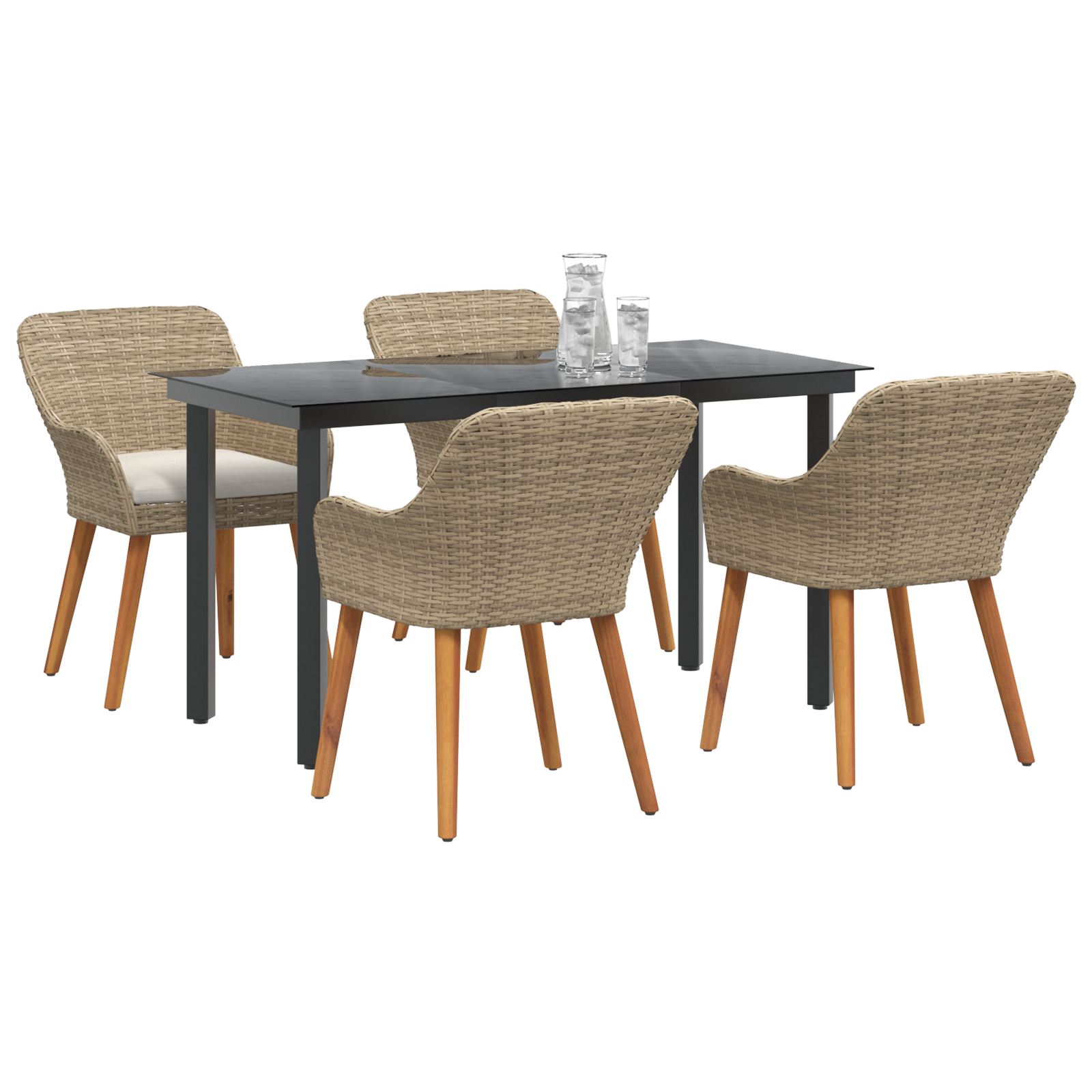 vidaXL 5-delige tuinset Beige Poly Rattan