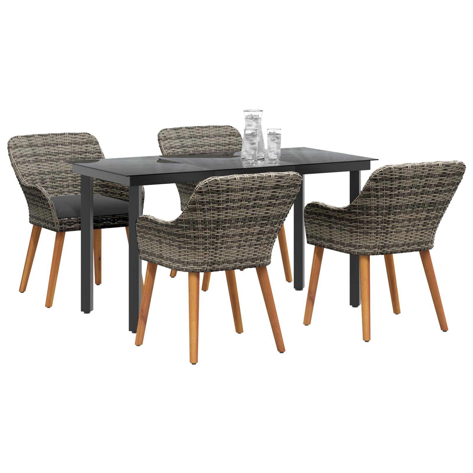 vidaXL 5-delige Tuin Eetset Grijs Poly Rattan