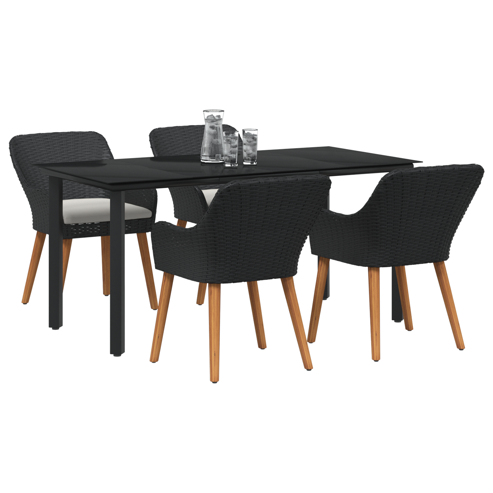 vidaXL 5-delige Tuinset Zwart van Poly Rattan
