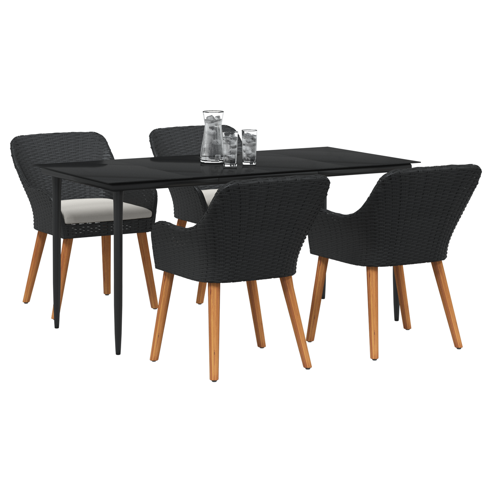 vidaXL 5-delige Gartenset Zwart Poly Rattan