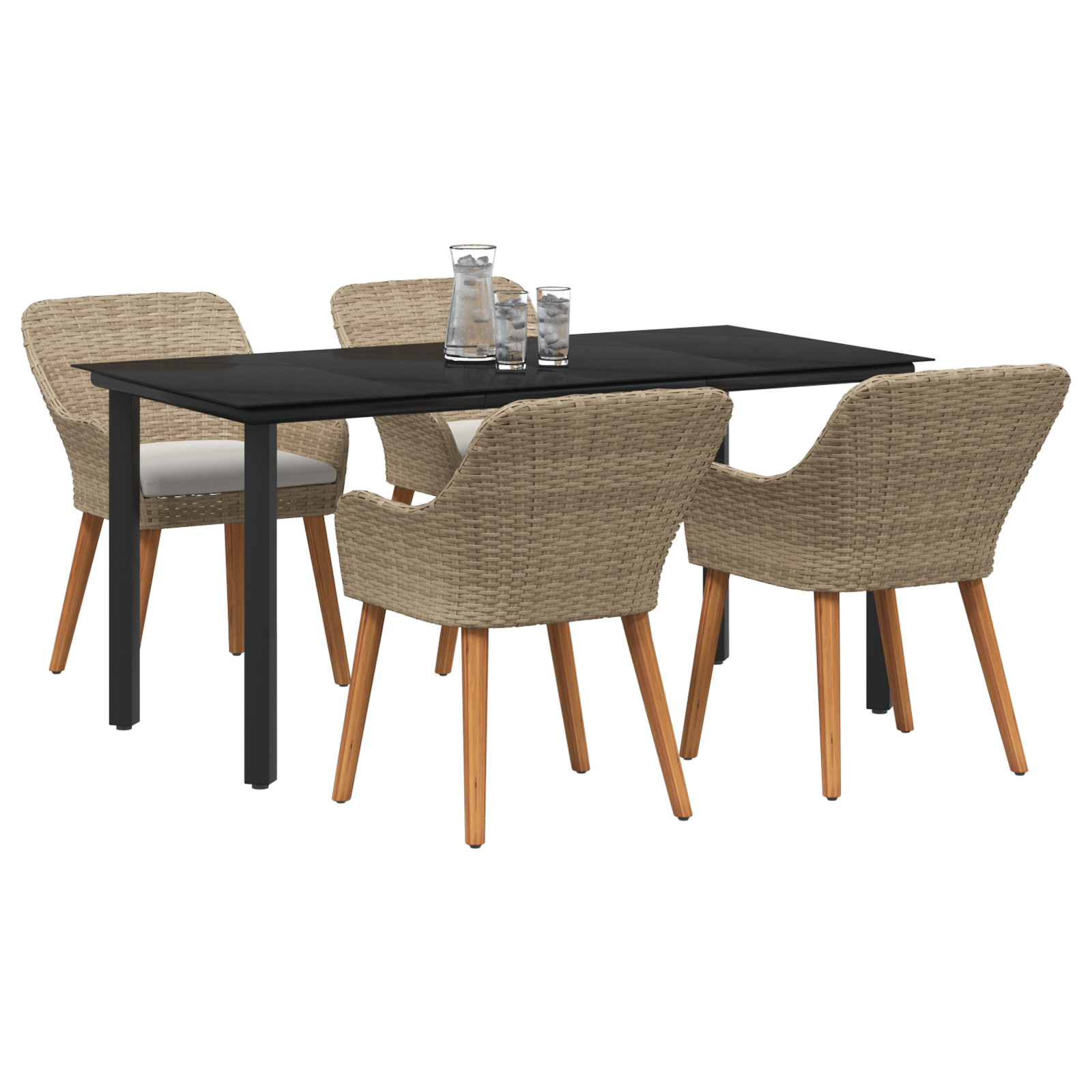 vidaXL 5-delige Tuinset Beige Poly Rattan