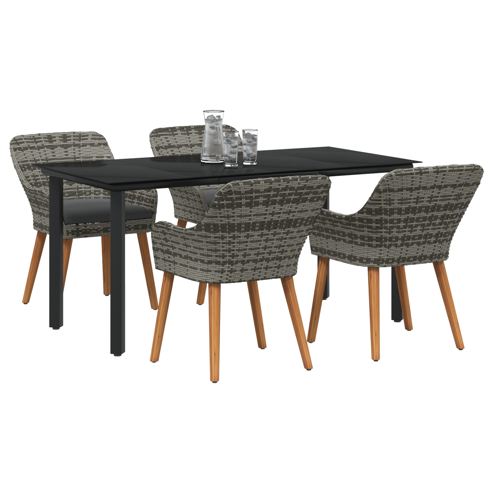 vidaXL 5-delige tuin eetset grijs poly rattan