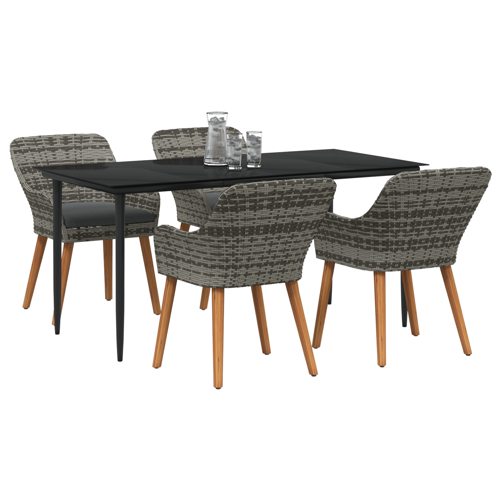 vidaXL 5-delige tuinset grijs poly rattan