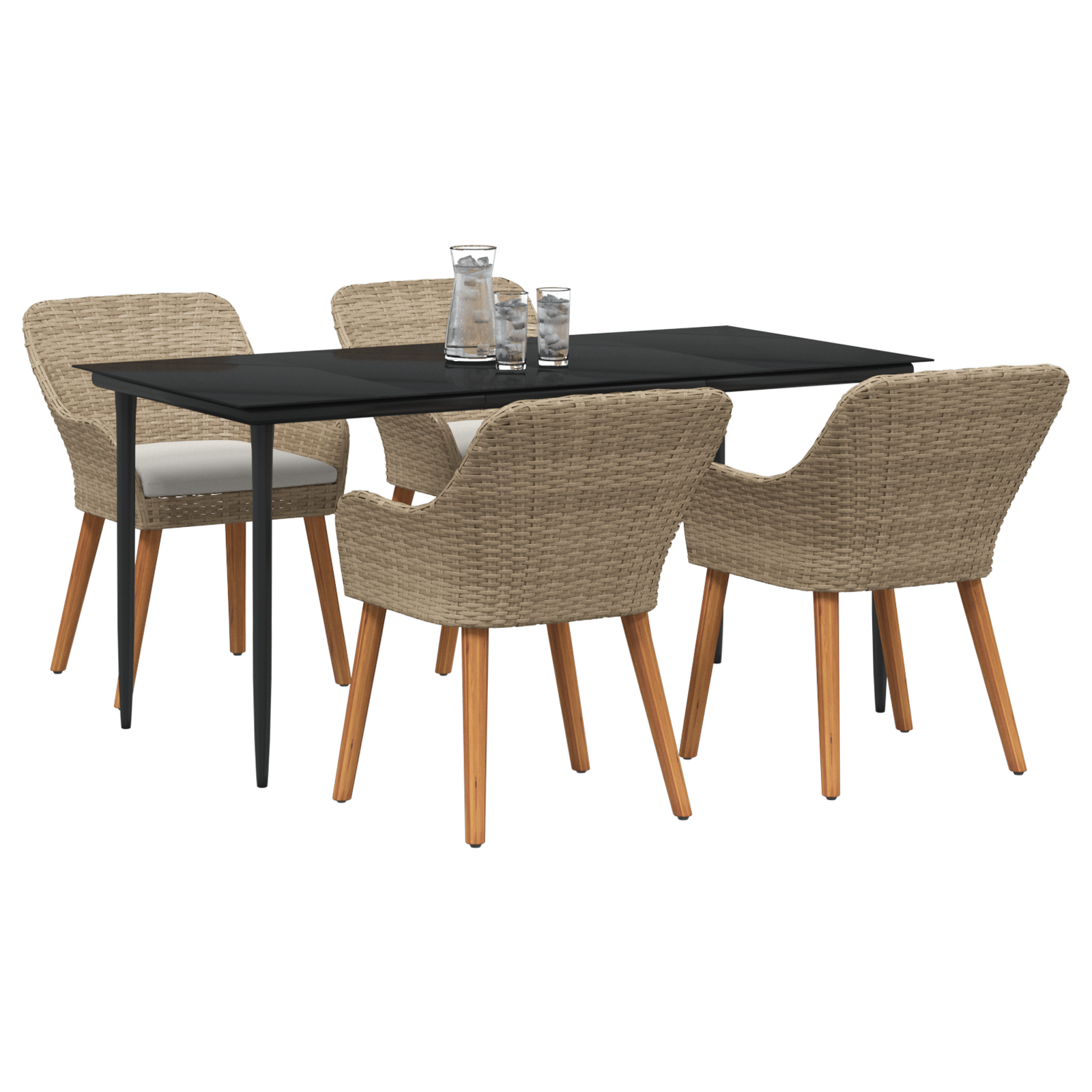vidaXL 5-delige tuinset Beige Poly Rattan