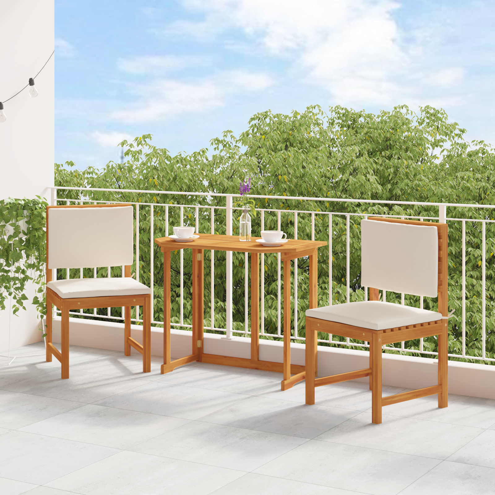 vidaXL Tuinstoelen 2 st zonder armleuningen met kussens acaciahout