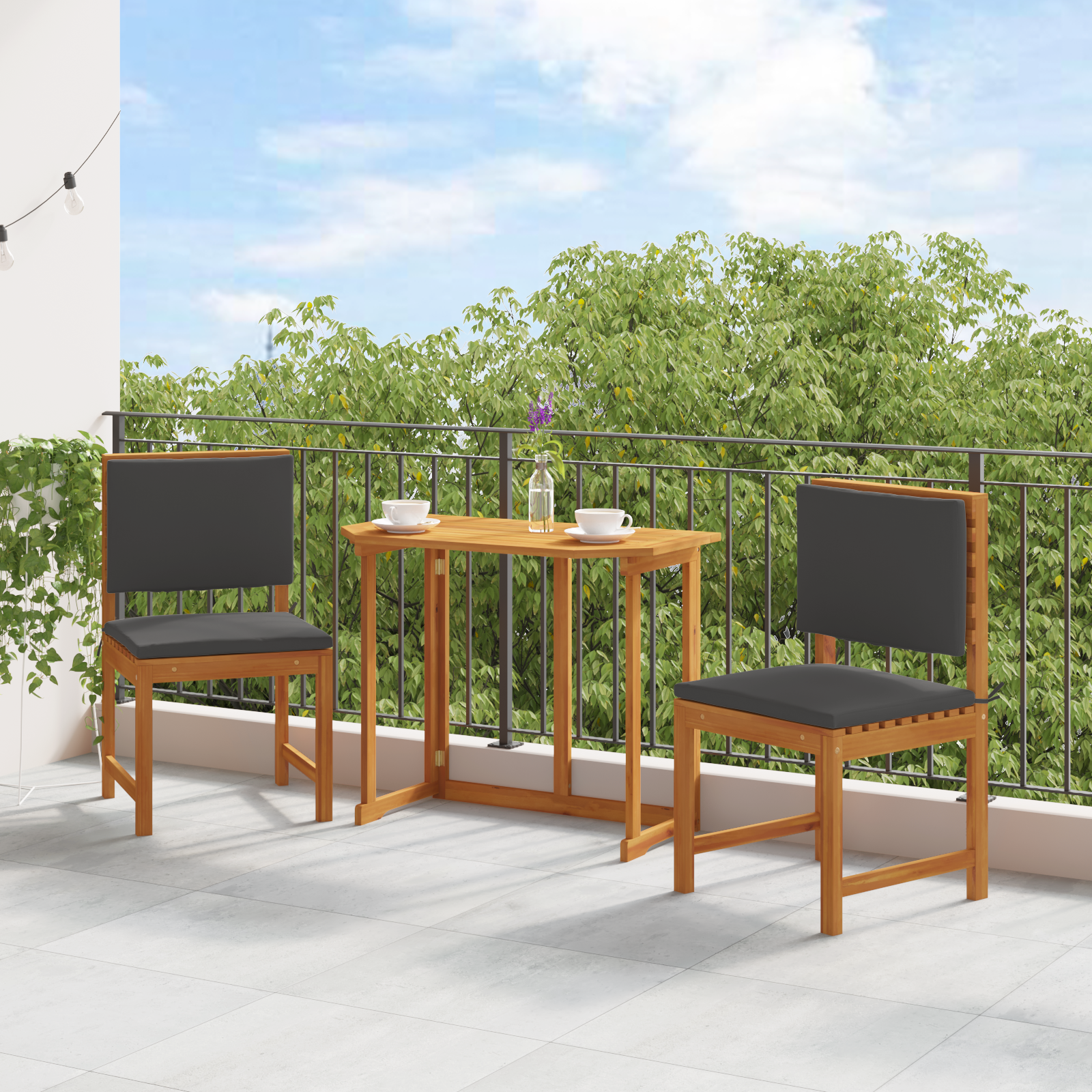 vidaXL Tuinstoelen 2 st zonder armleuningen met kussens acaciahout