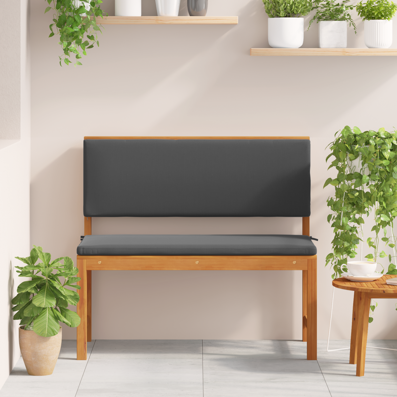 vidaXL Tuinbank met kussens 100x50x91 cm massief acaciahout