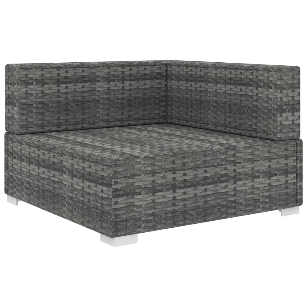 vidaXL Hoekbank 1 st met kussens poly rattan grijs