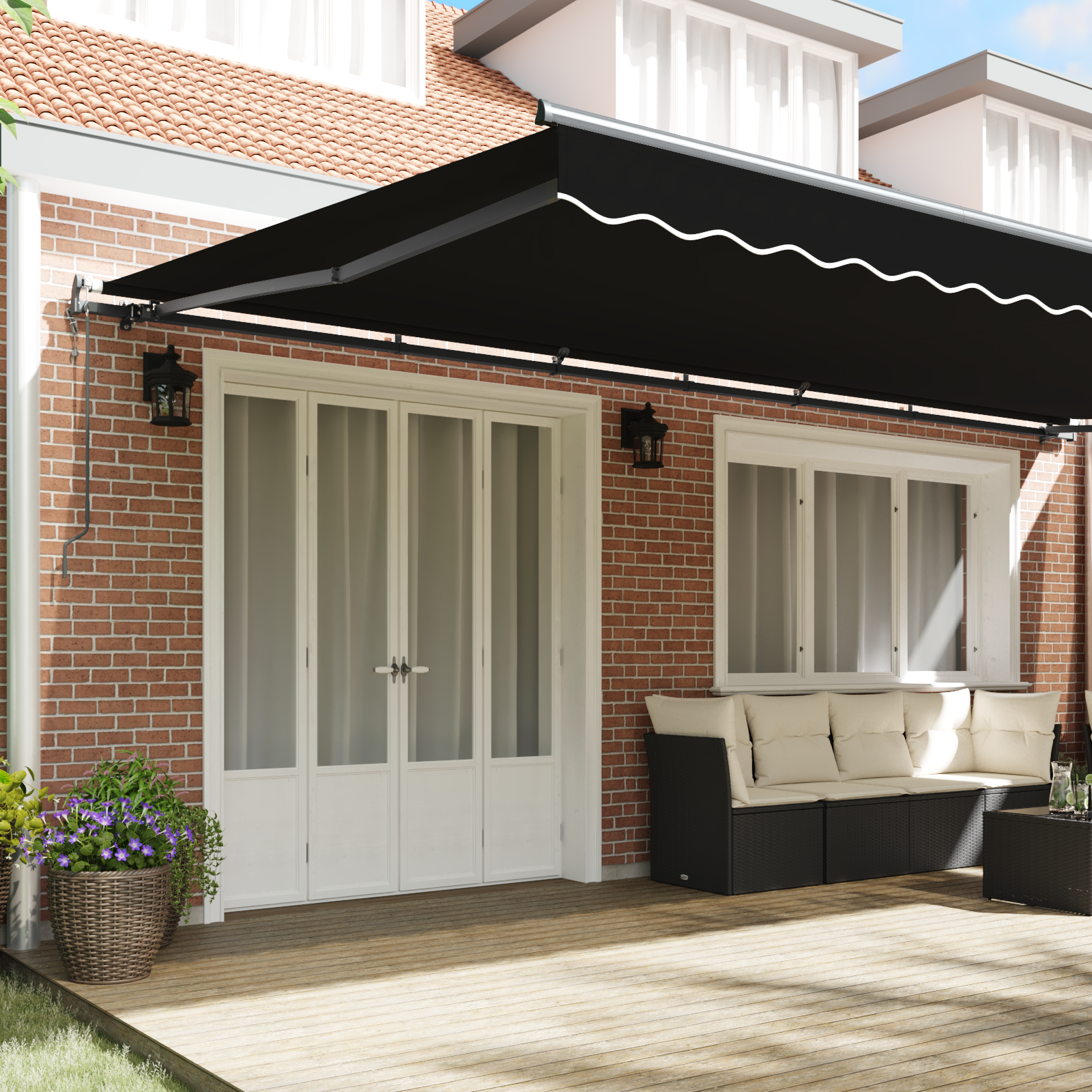 vidaXL Automatische Intrekbare Luifel Zwart 600x300 cm