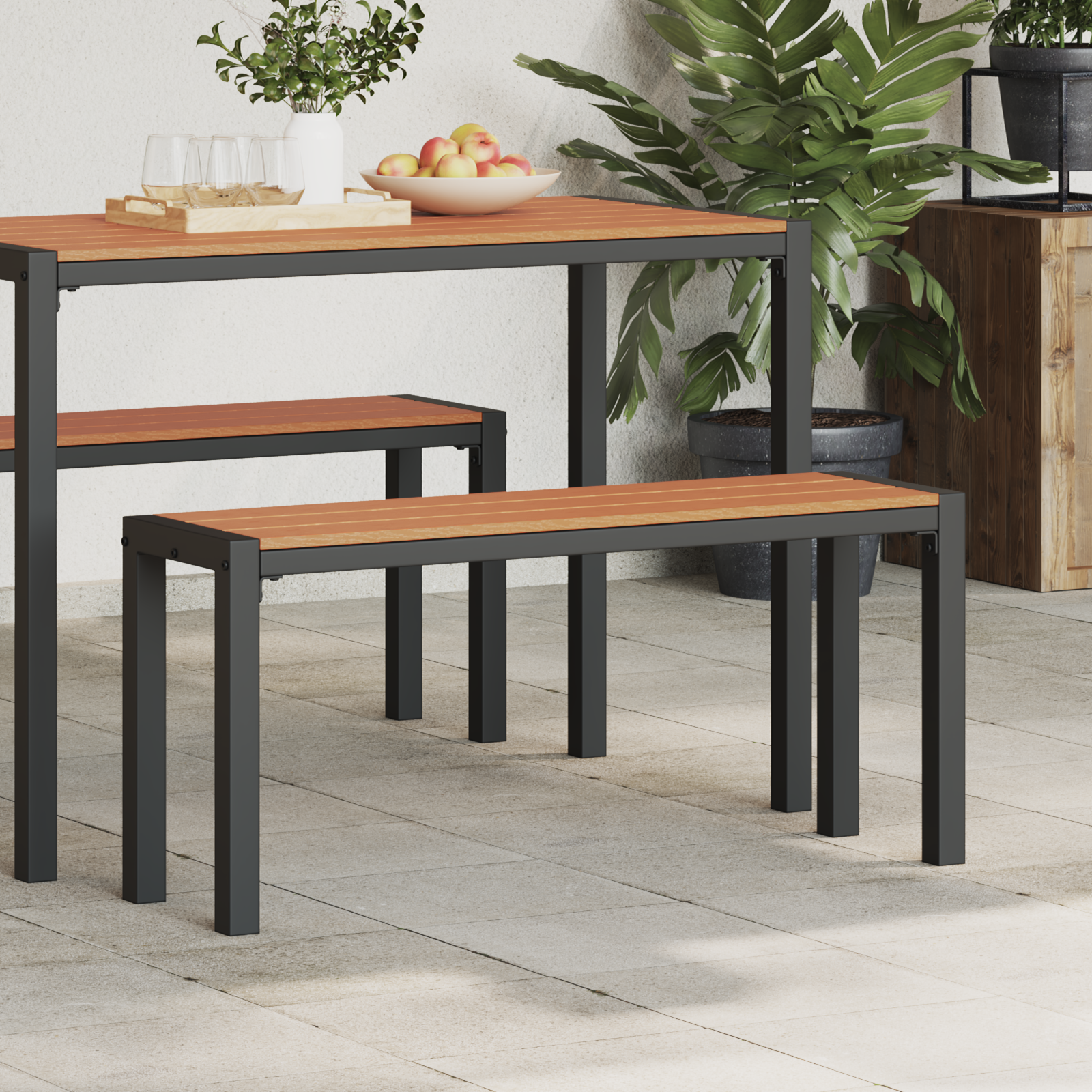 vidaXL Tuinbank 100 cm staal en WPC bruin en zwart