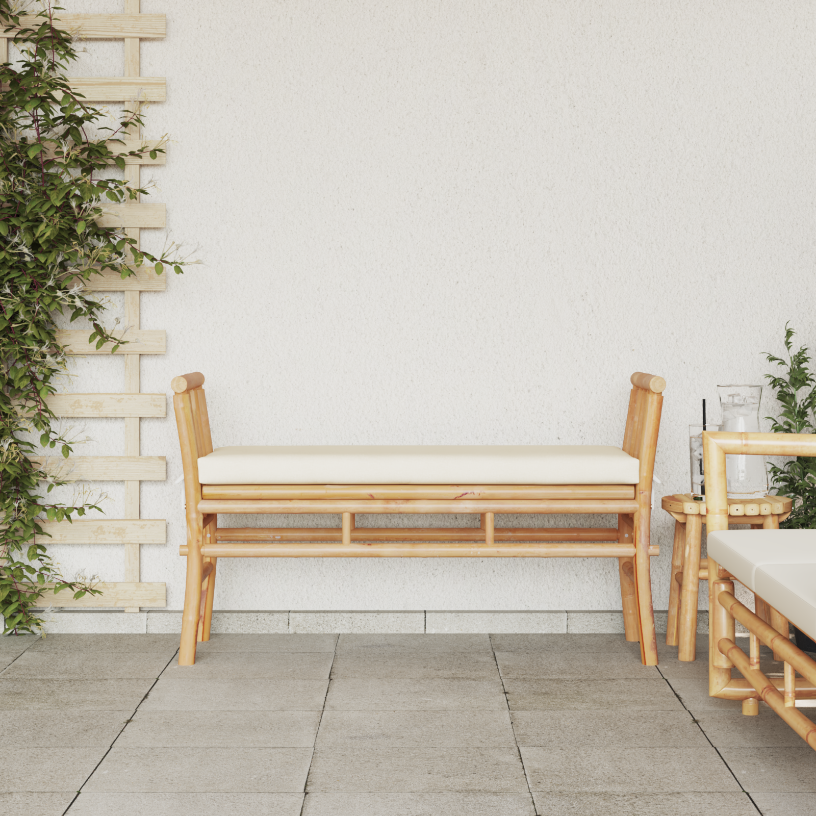 vidaXL Tuinbank met kussen 110 cm bamboe