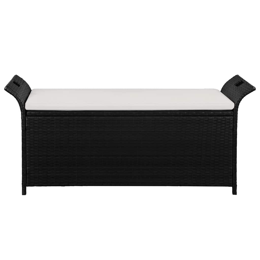 vidaXL Opbergbankje met kussen 138 cm poly rattan zwart