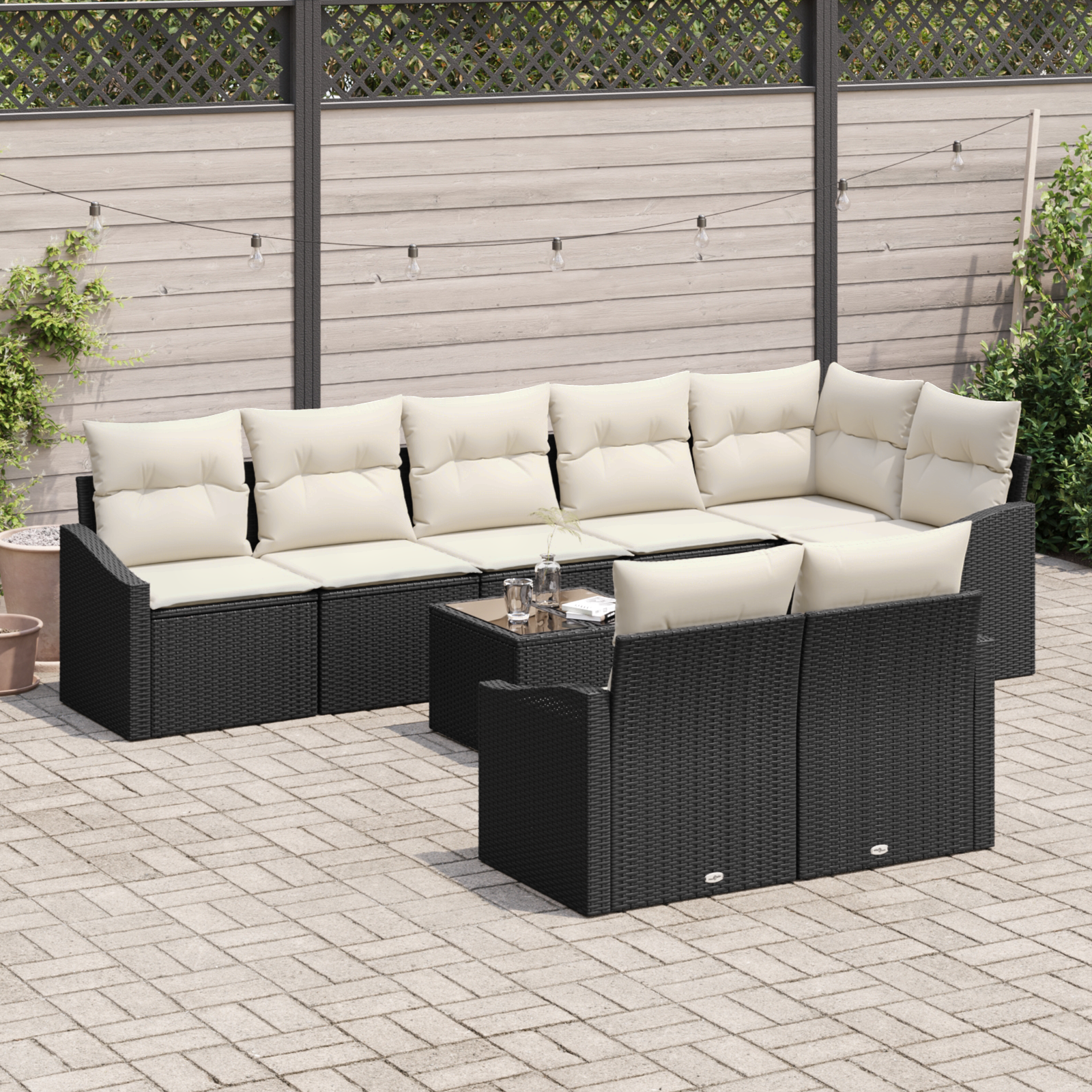 vidaXL 8-delige tuinset met kussens bruin poly rattan